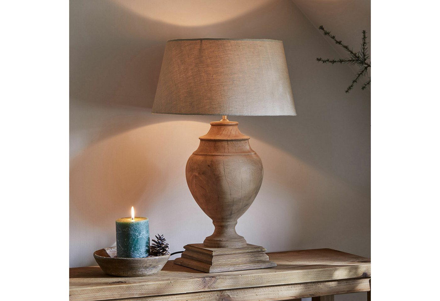 Mirabeau Tischleuchte Tischlampe Sauverny braun/leinen
