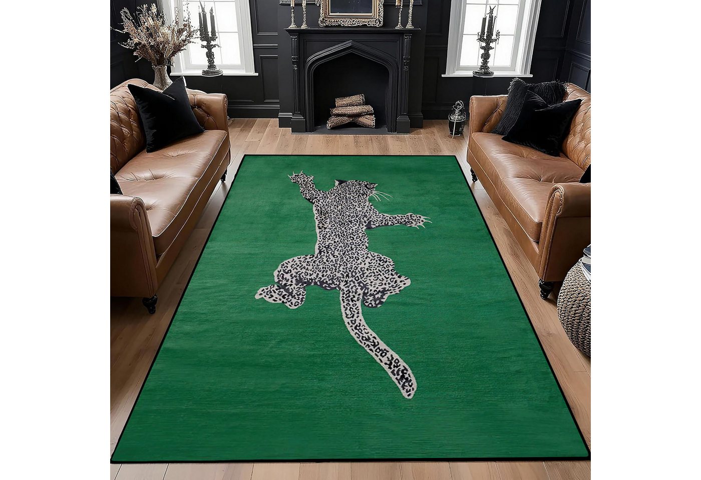 Jumpeak Teppich Teppich, Leopardenmuster, Art-déco-Stil, waschbar, ideales Geschenk, Rechteck, Höhe: 5 mm, Rectangular, 5mm dick, faux cashmere, indoor rug, machine-washable rug Bild 2