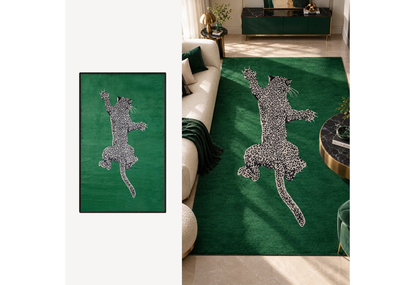 Jumpeak Teppich Teppich, Leopardenmuster, Art-déco-Stil, waschbar, ideales Geschenk, Rechteck, Höhe: 5 mm, Rectangular, 5mm dick, faux cashmere, indoor rug, machine-washable rug Bild 5