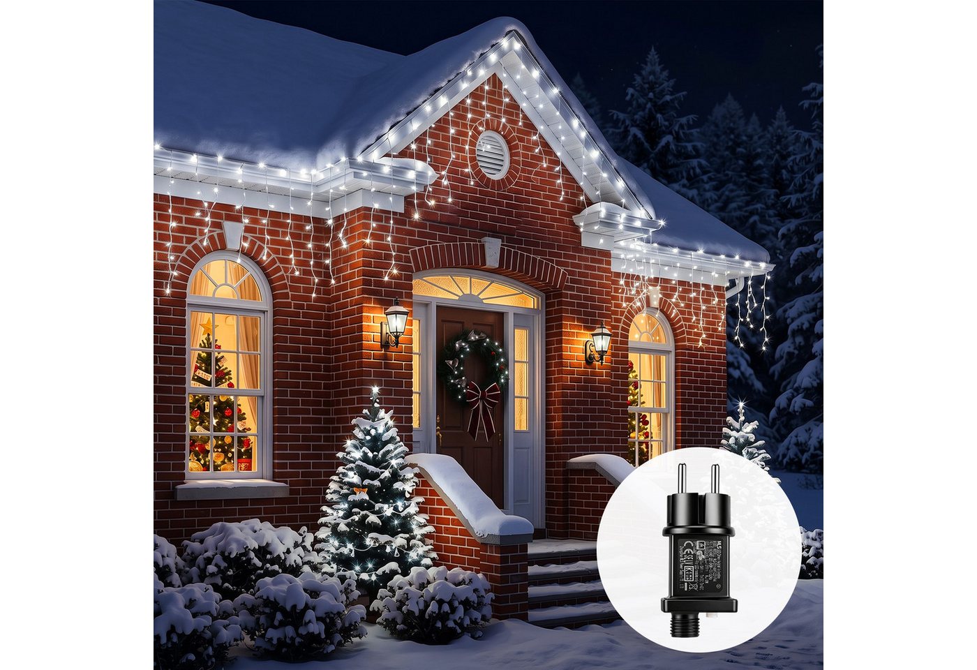 oyajia LED-Lichterkette 5–15m LED Eiszapfen Lichterkette für Außen, 8 Modi Weihnachtsdeko 31V, LED Lichtervorhang Timer, Memory-Funktion, für Weihnachten, Gartendeko Bild 2