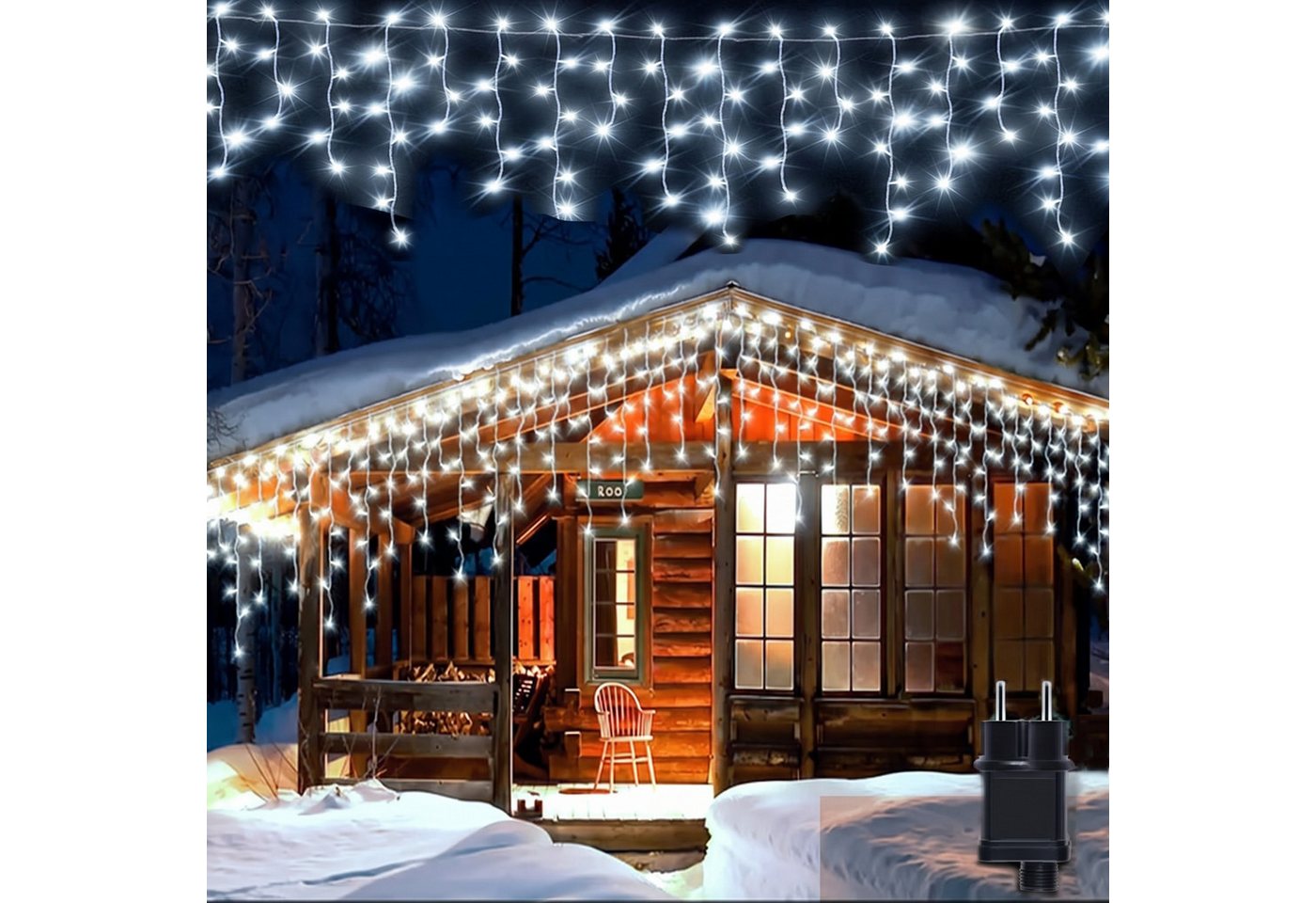 oyajia LED-Lichterkette 5–15m LED Eiszapfen Lichterkette für Außen, 8 Modi Weihnachtsdeko 31V, LED Lichtervorhang Timer, Memory-Funktion, für Weihnachten, Gartendeko Bild 3