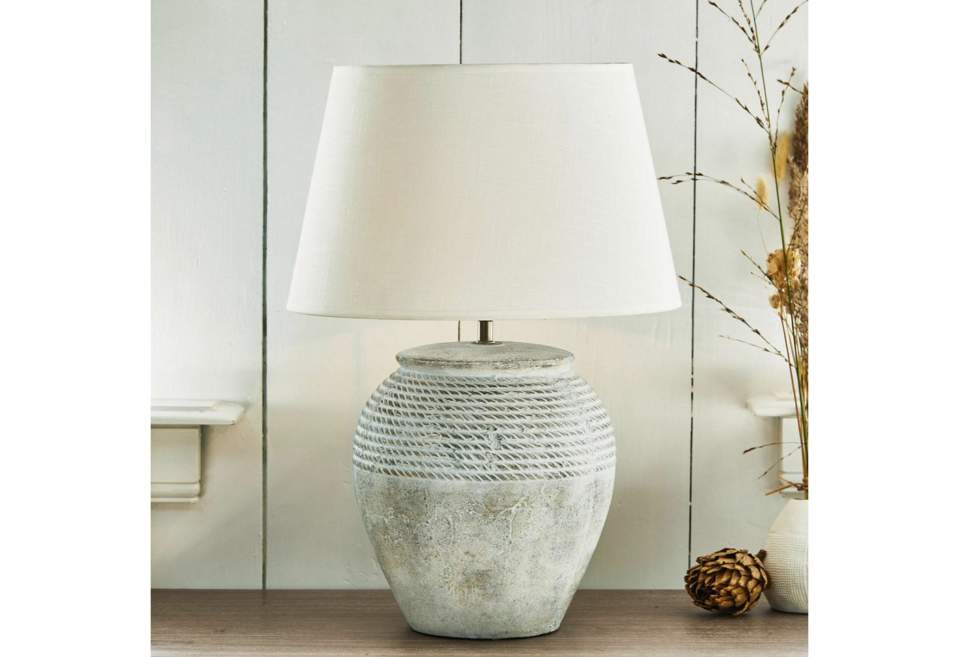 Mirabeau Tischleuchte Tischlampe Brookline grau/creme