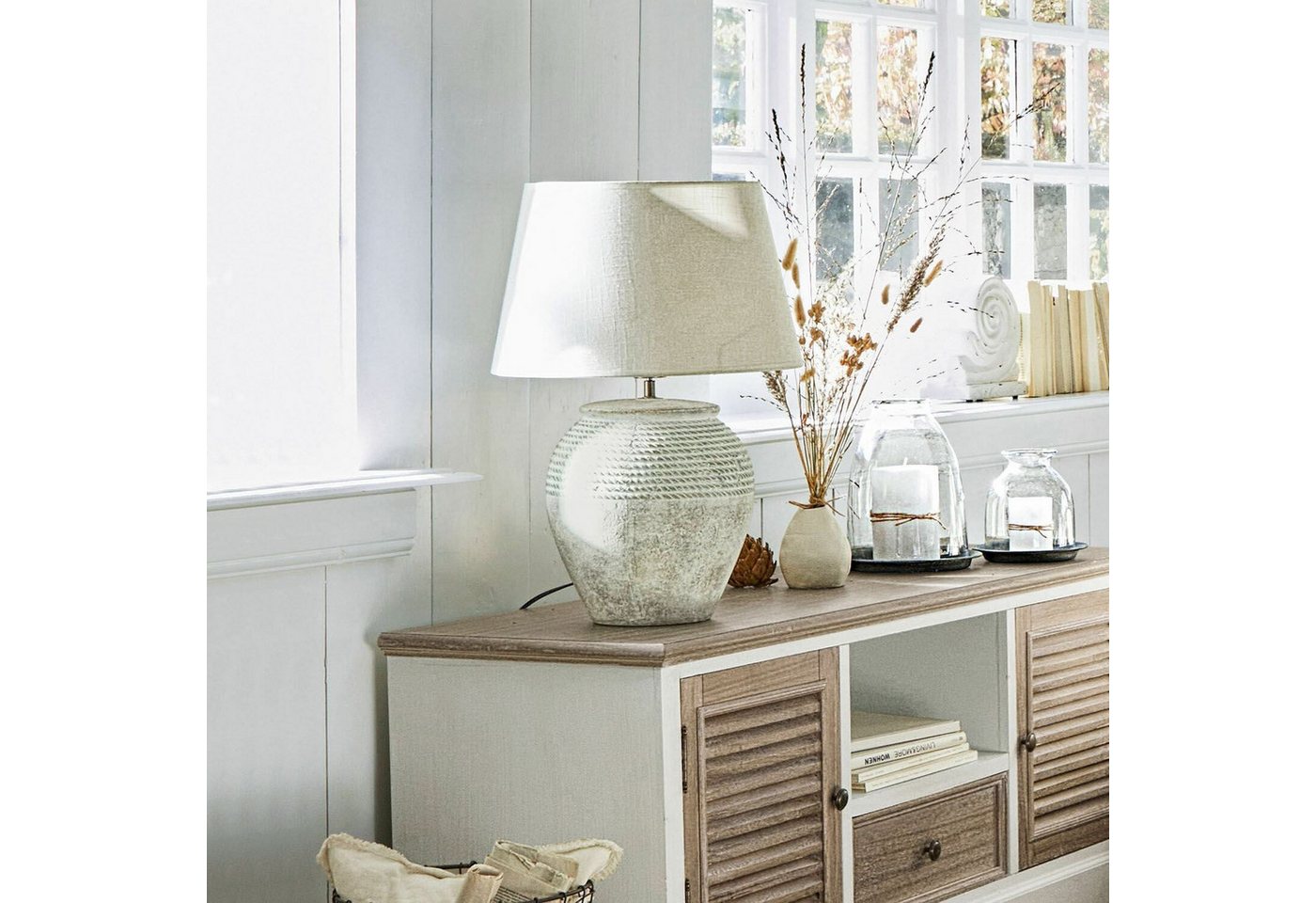 Mirabeau Tischleuchte Tischlampe Brookline grau/creme Bild 2
