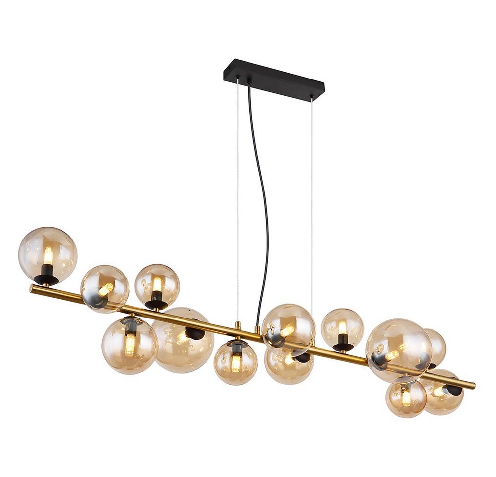 GLOBO LIGHTING LED Pendelleuchte, Leuchtmittel inklusive, Hängeleuchte Decken Pendelleuchte amber messing Kugel LED L 120 cm Bild 2