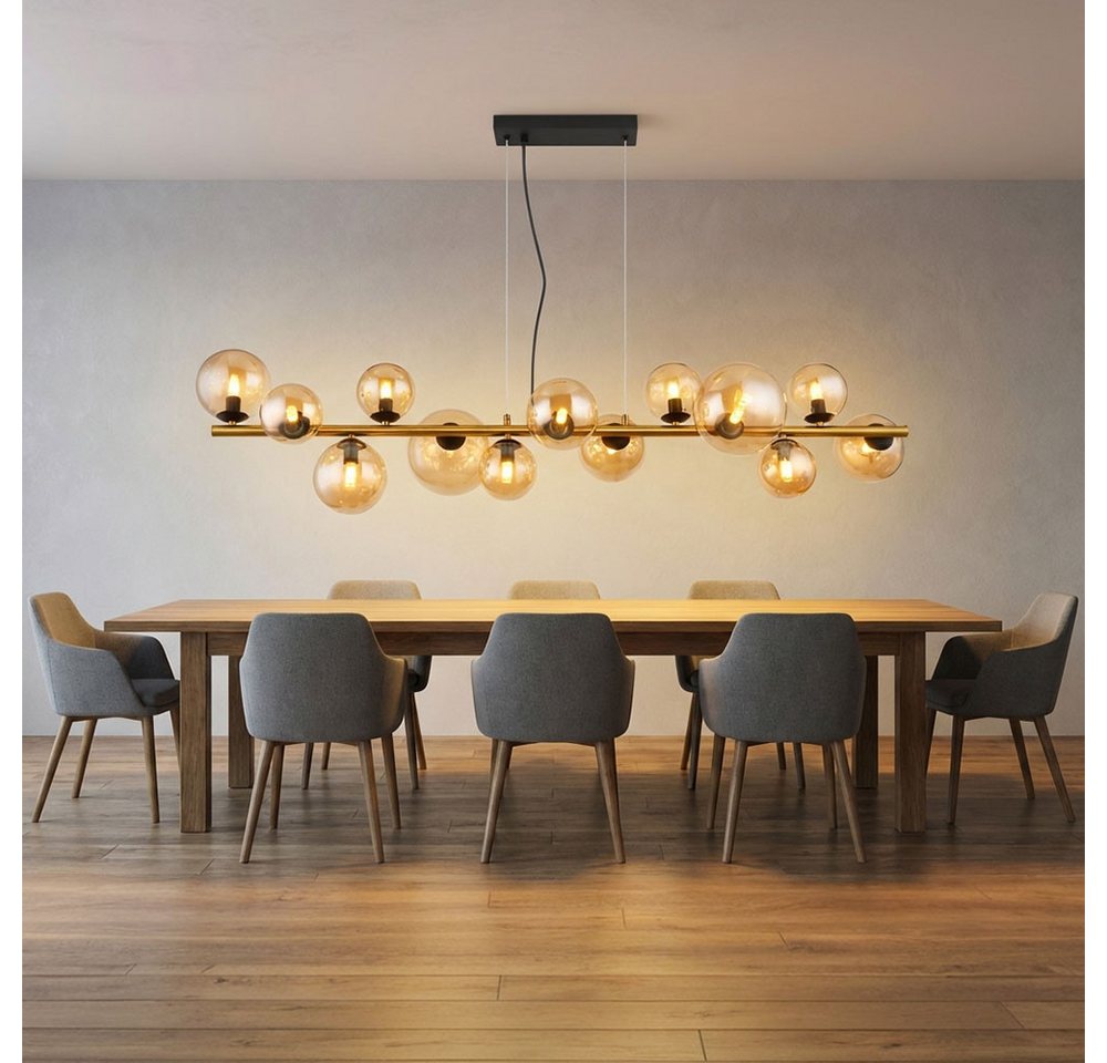 GLOBO LIGHTING LED Pendelleuchte, Leuchtmittel inklusive, Hängeleuchte Decken Pendelleuchte amber messing Kugel LED L 120 cm Bild 4