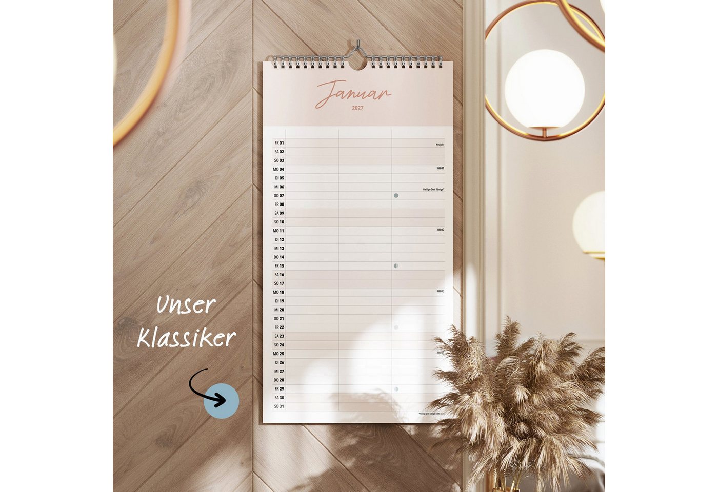 heaven+paper Partnerkalender Paarplaner Cozy 3 Spalten 2027 minimalistisch, hochwertig, Hergestellt in Deutschland Bild 5