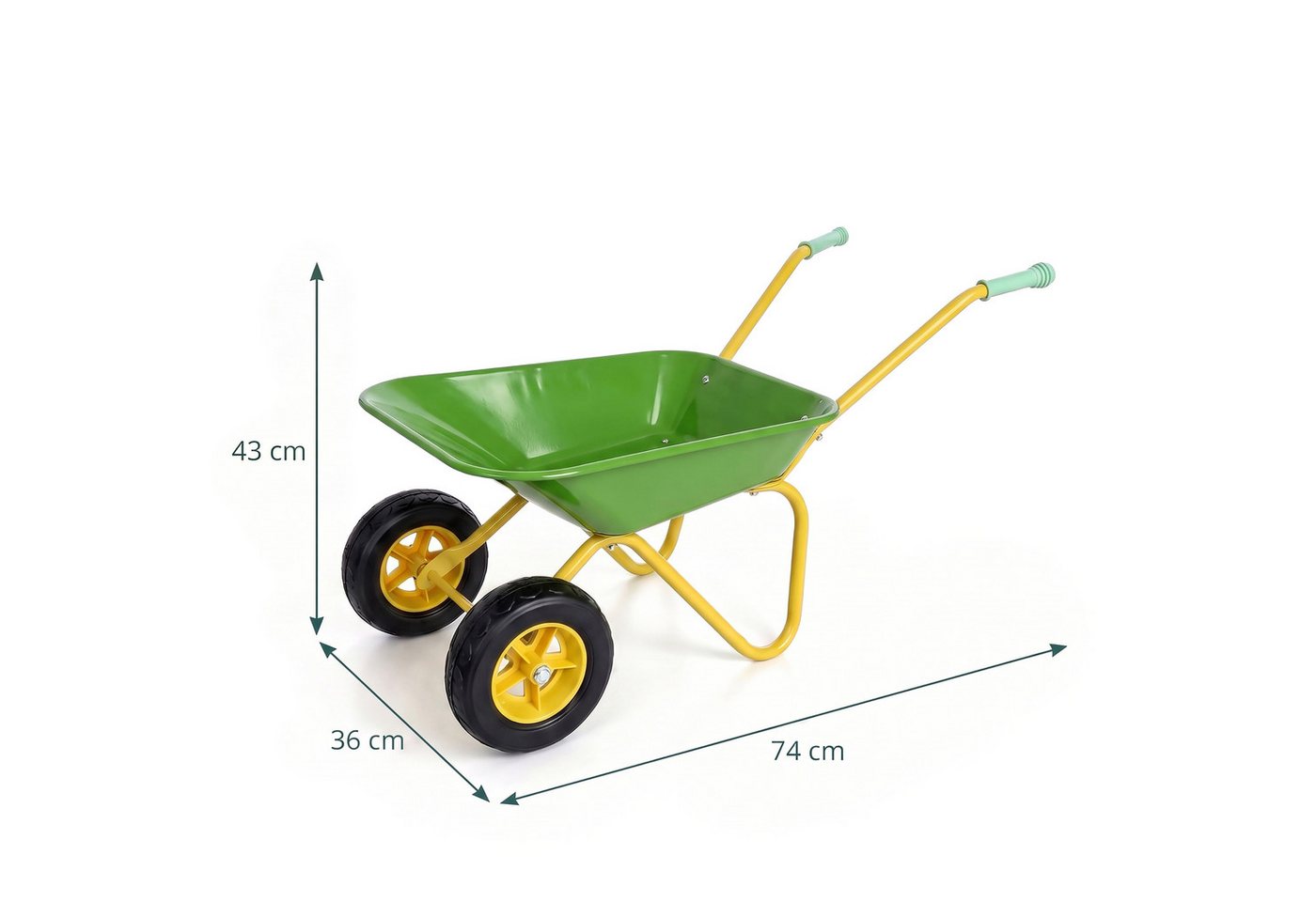 relaxdays Schubkarre für Kinder 2 Räder, (1-tlg), Hellgrün