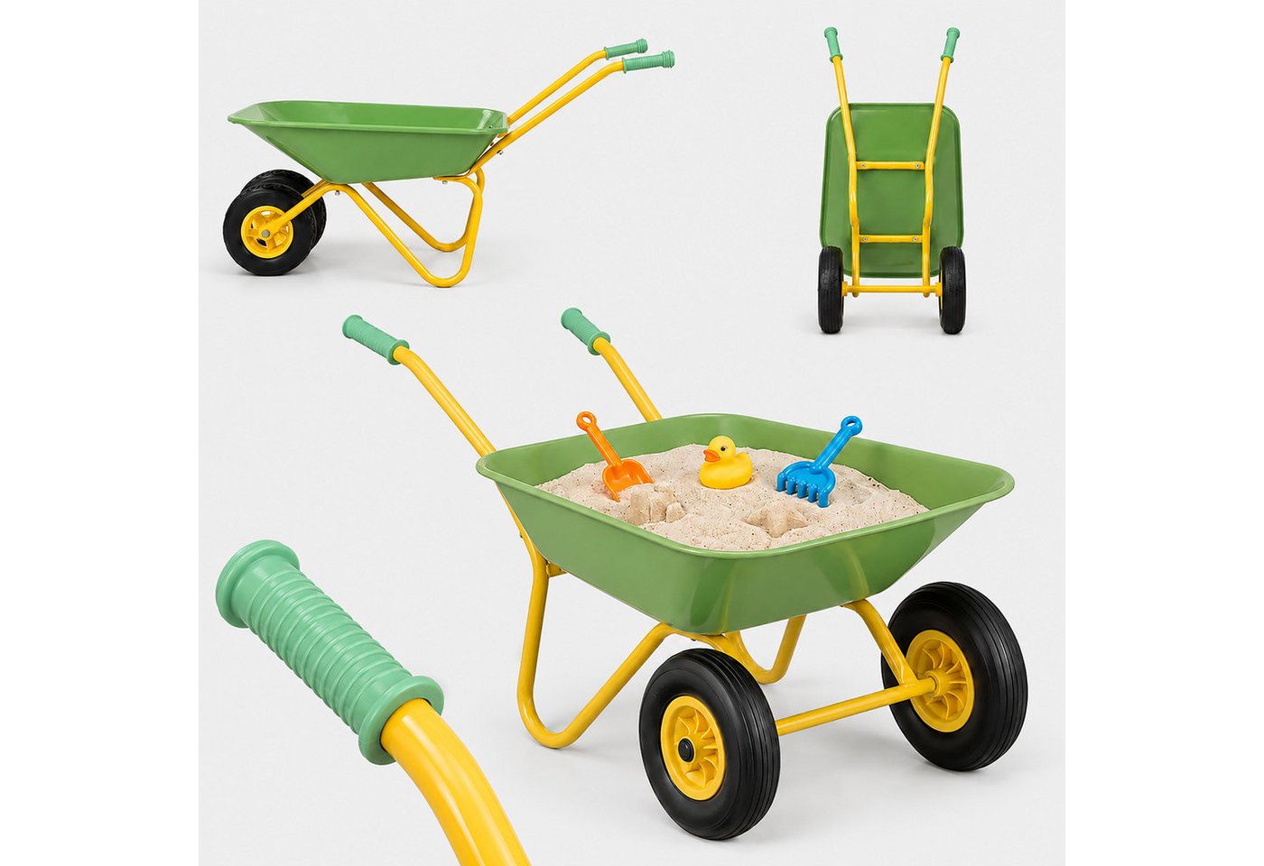 relaxdays Schubkarre für Kinder 2 Räder, (1-tlg), Hellgrün Bild 2
