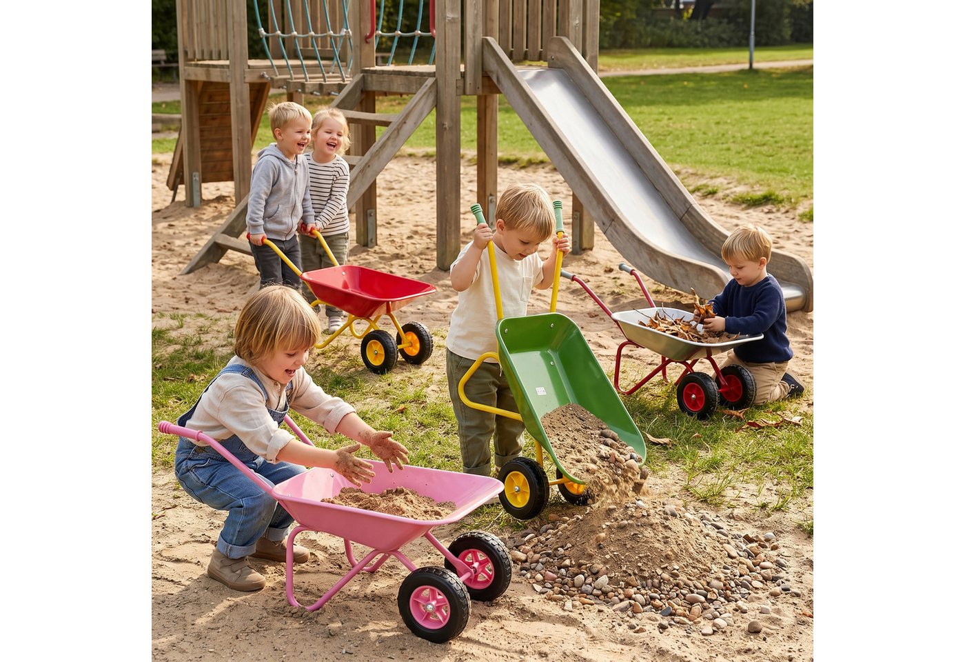 relaxdays Schubkarre für Kinder 2 Räder, (1-tlg), Hellgrün Bild 5