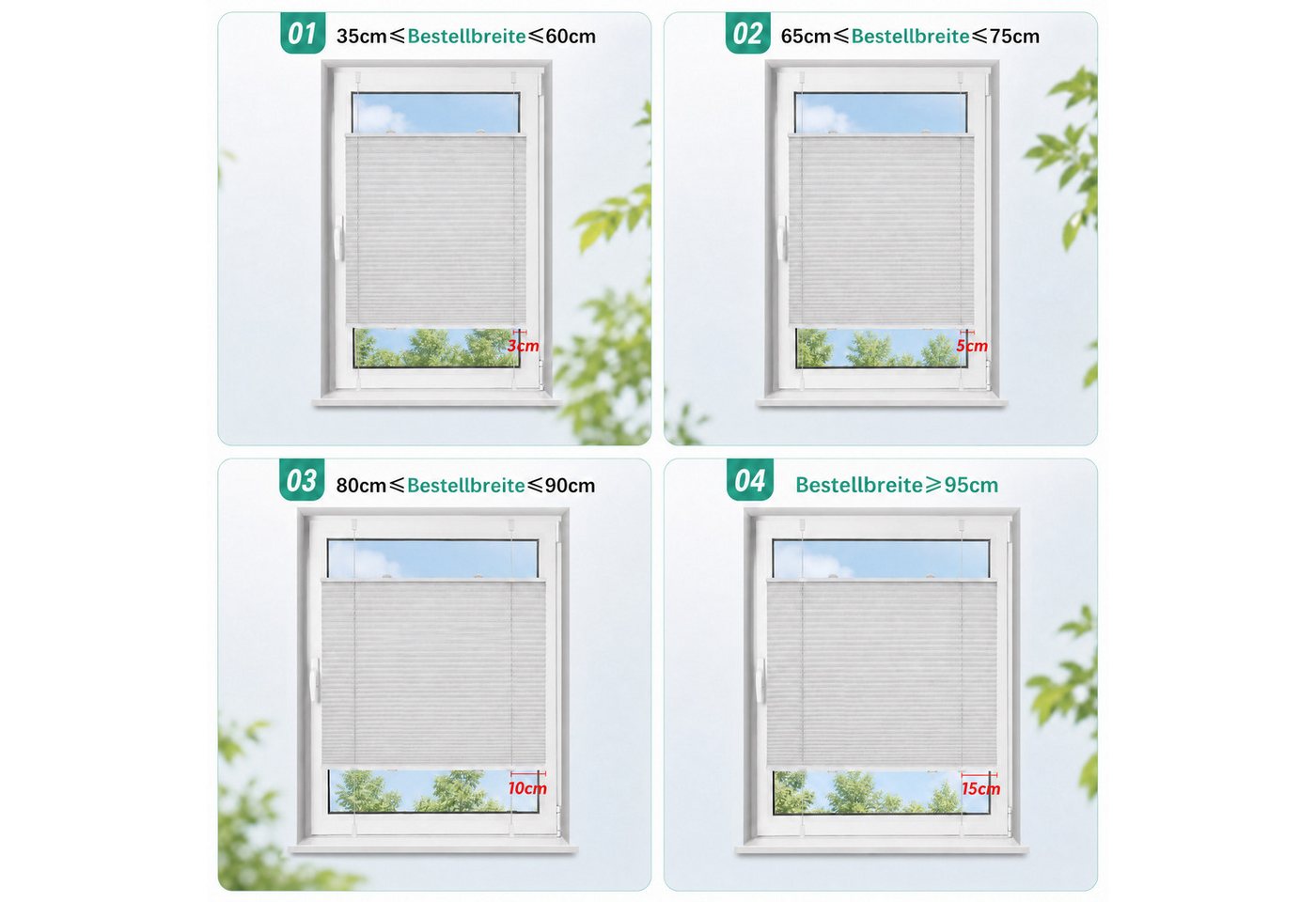 Vkele Plissee ohne Bohren Klemmfix, lichtdurchlässig, verspannt, verspannt Fenster Rollo, Klemmträger, Sichtschutz und Sonnenschutz, Easyfix Faltrollo, für Fenster und Türen Bild 4