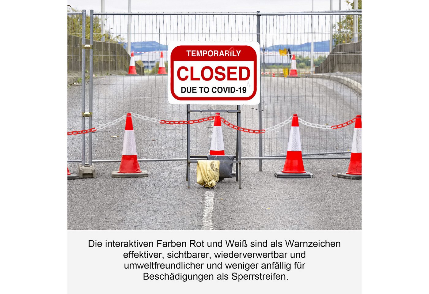 Clanmacy Absperrkette Absperrkette 25m/50m Warnkette Kunststoffkette rot weiß/schwarz gelb Bild 4