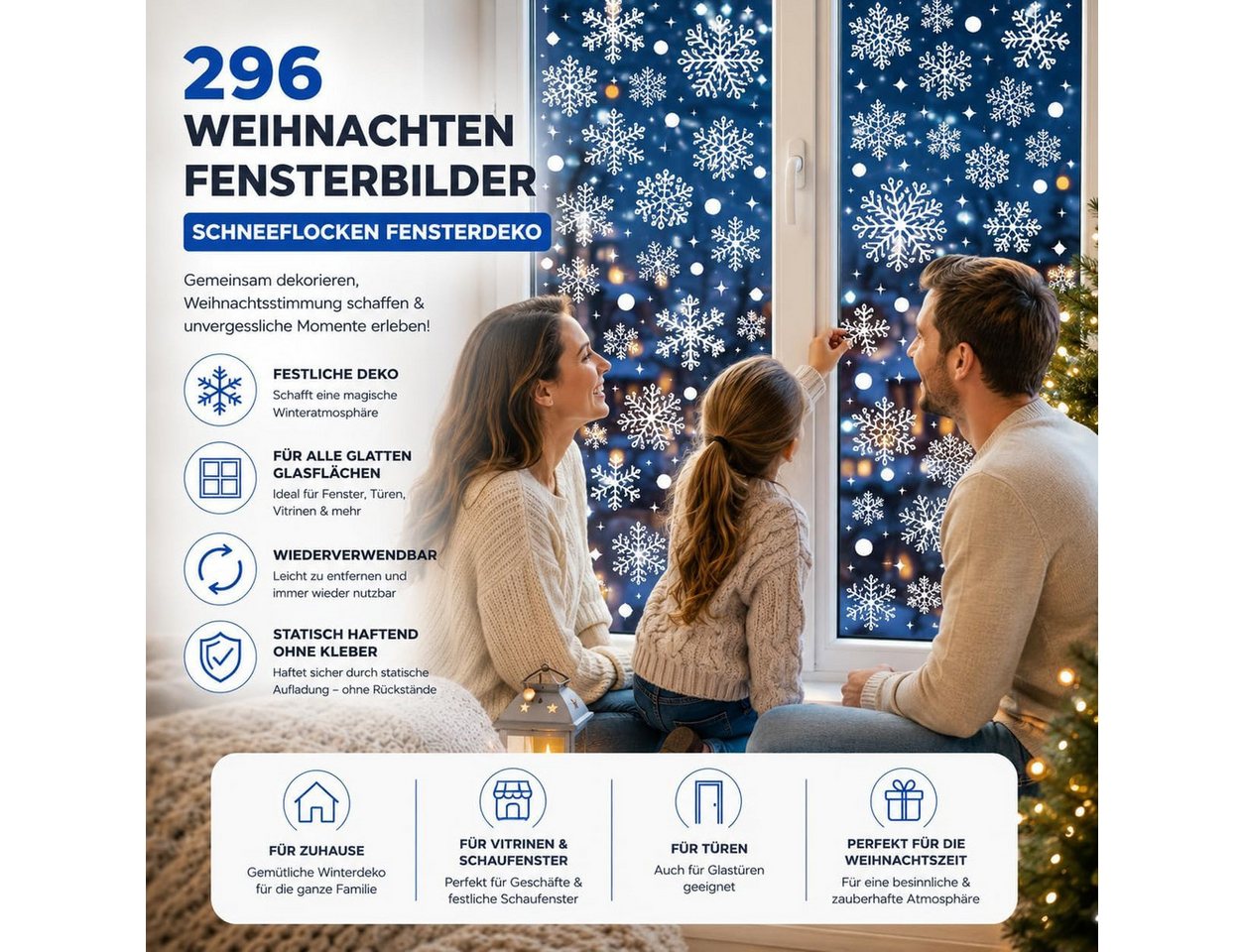 TK Gruppe Fensterbild Weihnachts-Fensterbilder, Sticker selbstklebend Weihnachten Deko, selbstklebend