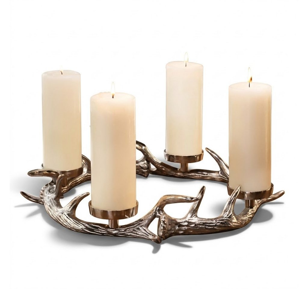 Home-trends24.de Adventskranz Hirsch Geweih Kranz Adventskranz Kerzenhalter Weihnachten Deko Ø 41 cm Bild 4