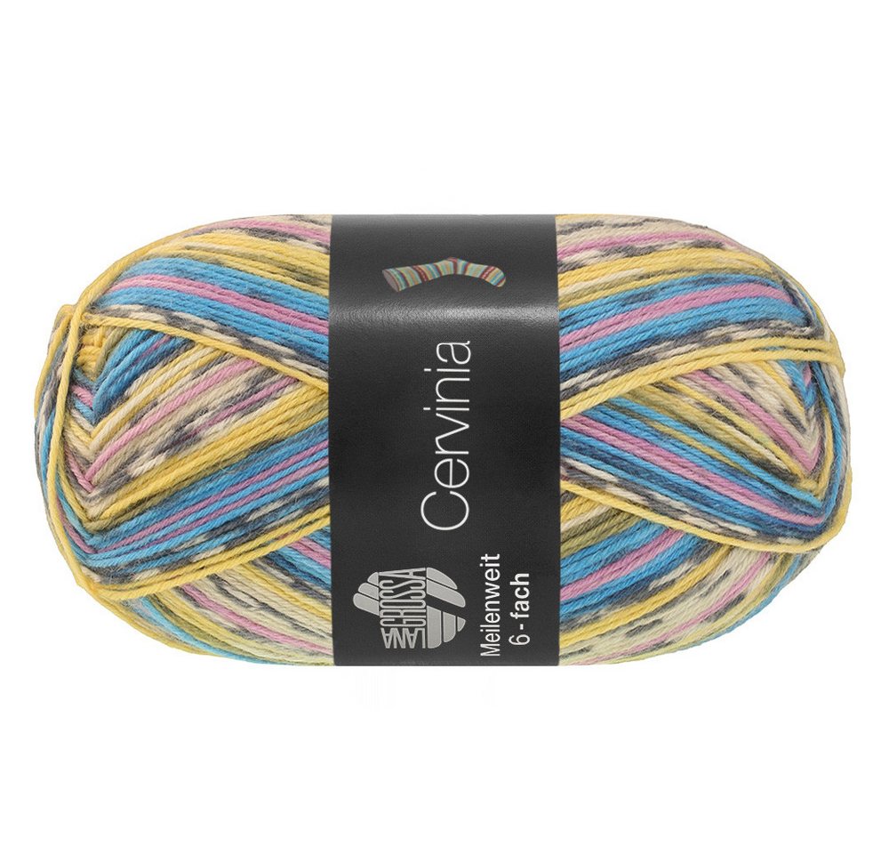 LANA GROSSA MEILENWEIT 150 g CERVINIA strapazierfähige 6-fach Sockenwolle Häkelwolle, 390 m (6-fädige Sockenwolle für warme und strapazierfähige Socken, Waschmaschinenfest und für Nadelstärke 3 bis 4 mm geeignet), 150 g