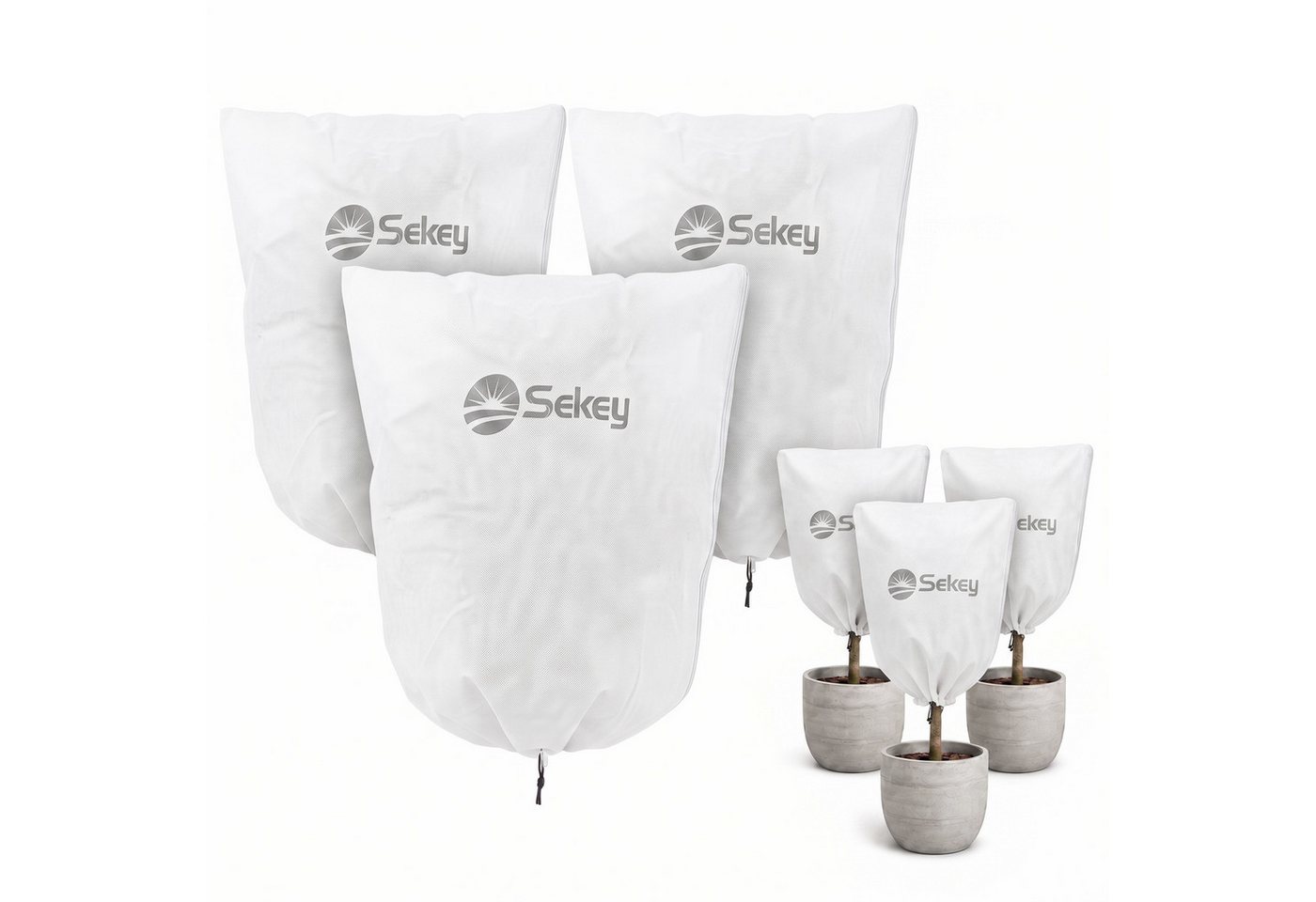 Sekey Winterschutzhaube Winterschutz Frostschutz für Kübelpflanzen mit Reißverschluss Zugband (3-St), 60 x 80cm, Für Kübelpflanzen und Sträucher – Garten, Balkon & Terrasse Bild 3