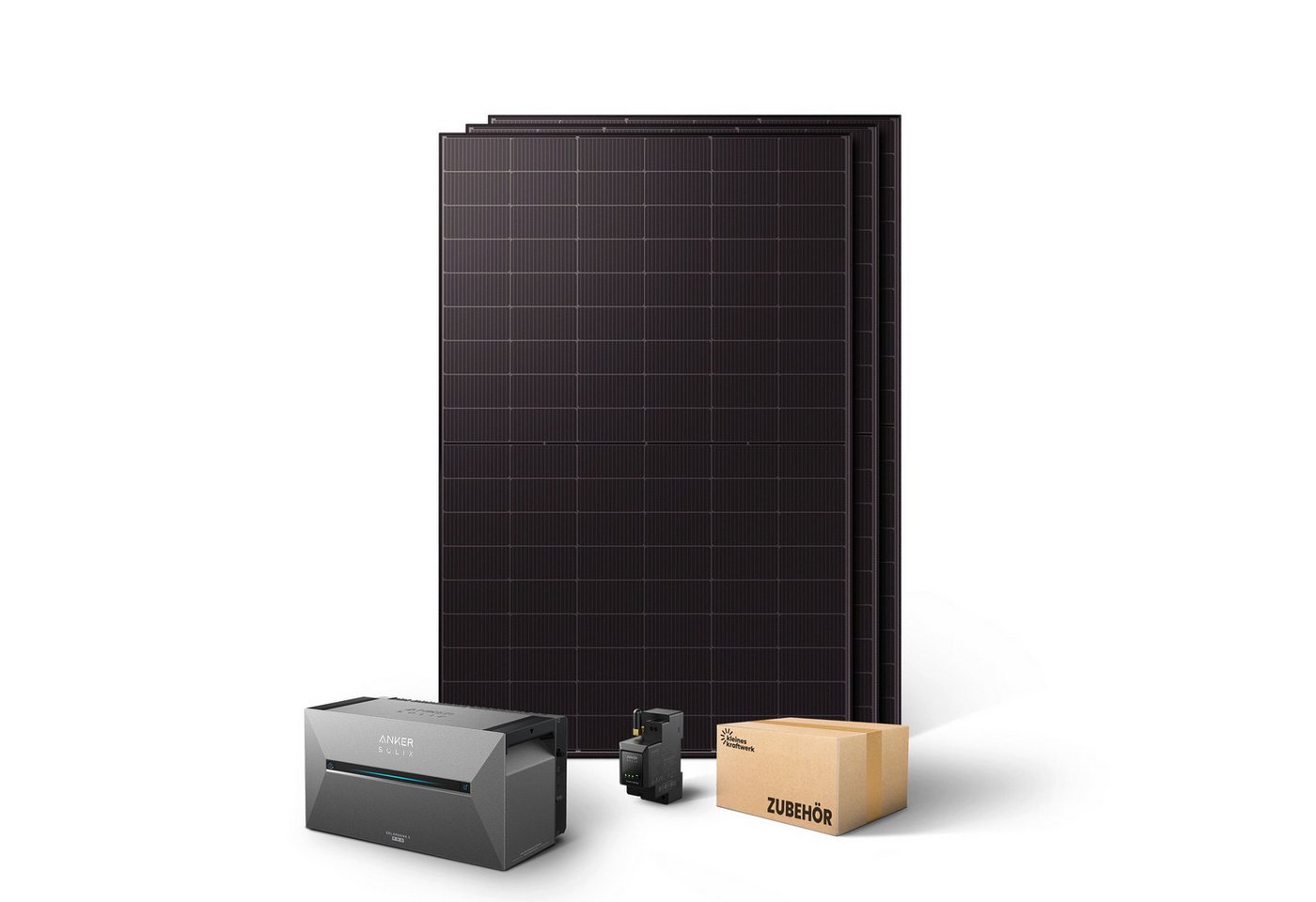 Kleines Kraftwerk Balkonkraftwerk, 1500 W, Monokristallin, (ohne Halterung, 0% MwSt für Privatkunden - Solaranlage Komplettset mit Speicher), 3 x 500W, Anker Solarbank 3 Pro, Wechselrichter Bild 2