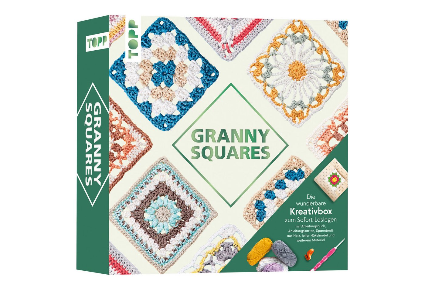 Topp Bastelband Kreativbox Granny Squares, 23 x 23 cm