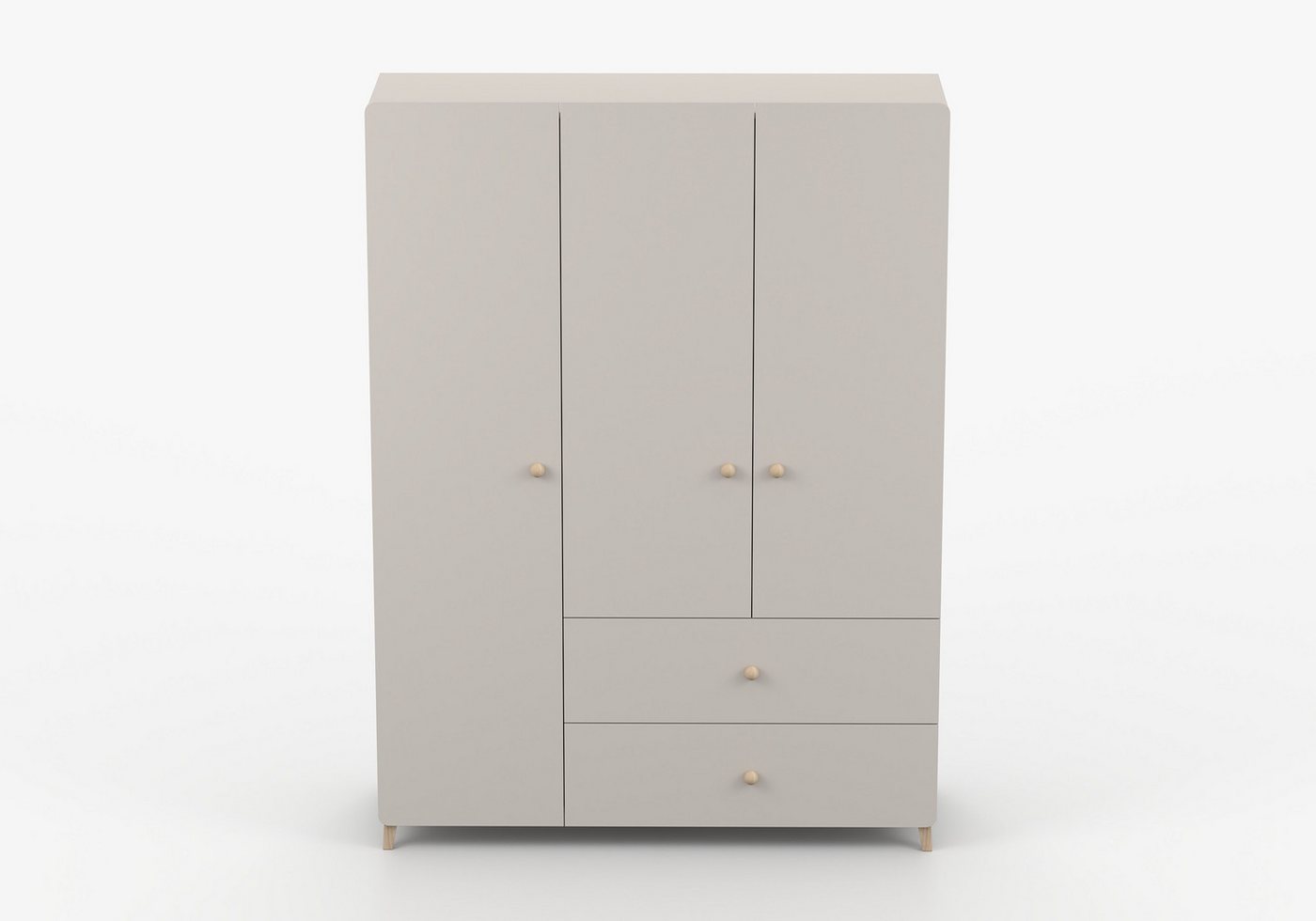 MOEBLO Drehtürenschrank MERK 3S2T (120 cm breit, mit 3 Türen, 2 Schubladen, 4 Einlegeböden, Kleiderstange und Holzgriffen, Kaschmir) (BxHxT):120 x 204 x 50 cm Bild 5