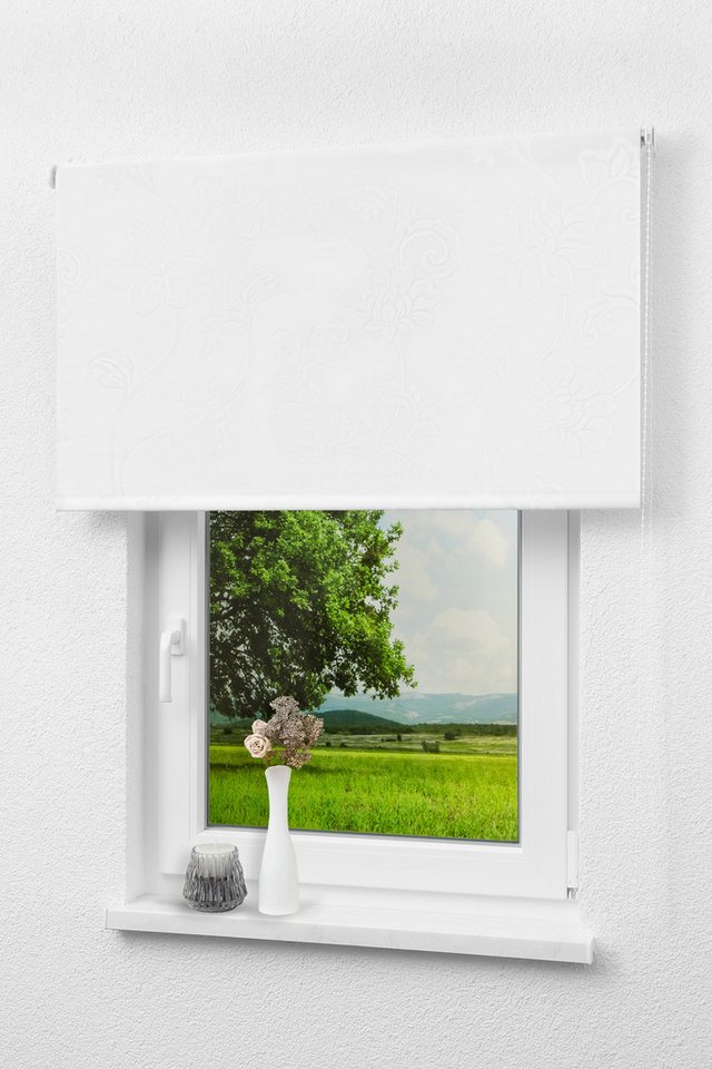 Verdunklungsrollo Verdunkelungsrollo Blumenmuster Weiß, LYSEL®, abdunkelnd, HxB 190x82.5cm Bild 5