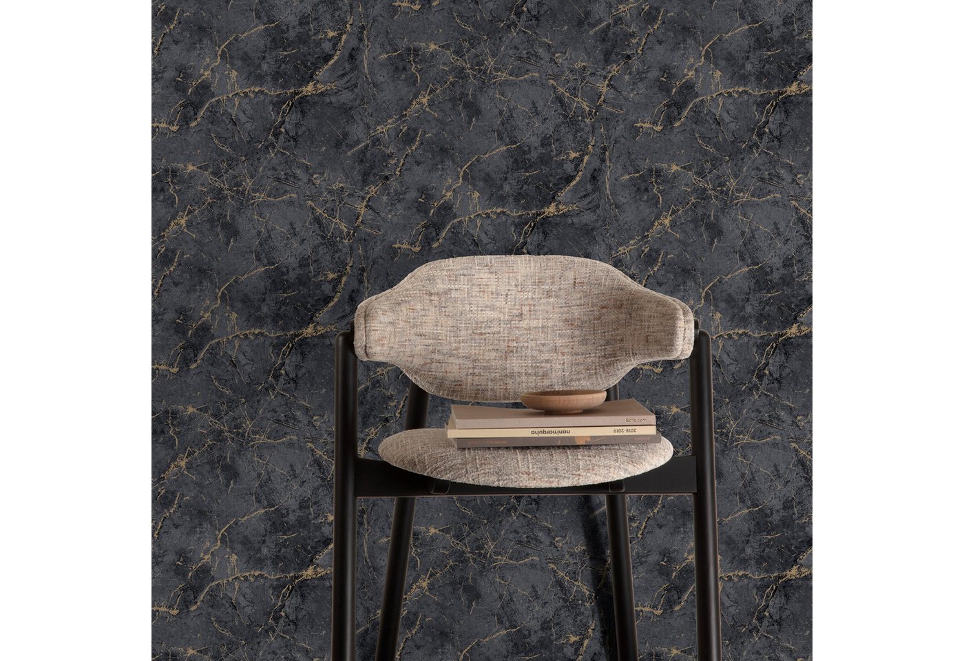 Grandeco Tapete Vliestapete Vliestapete Marmoroptik Grau-Gold Grandeco Textured Vibes A78003