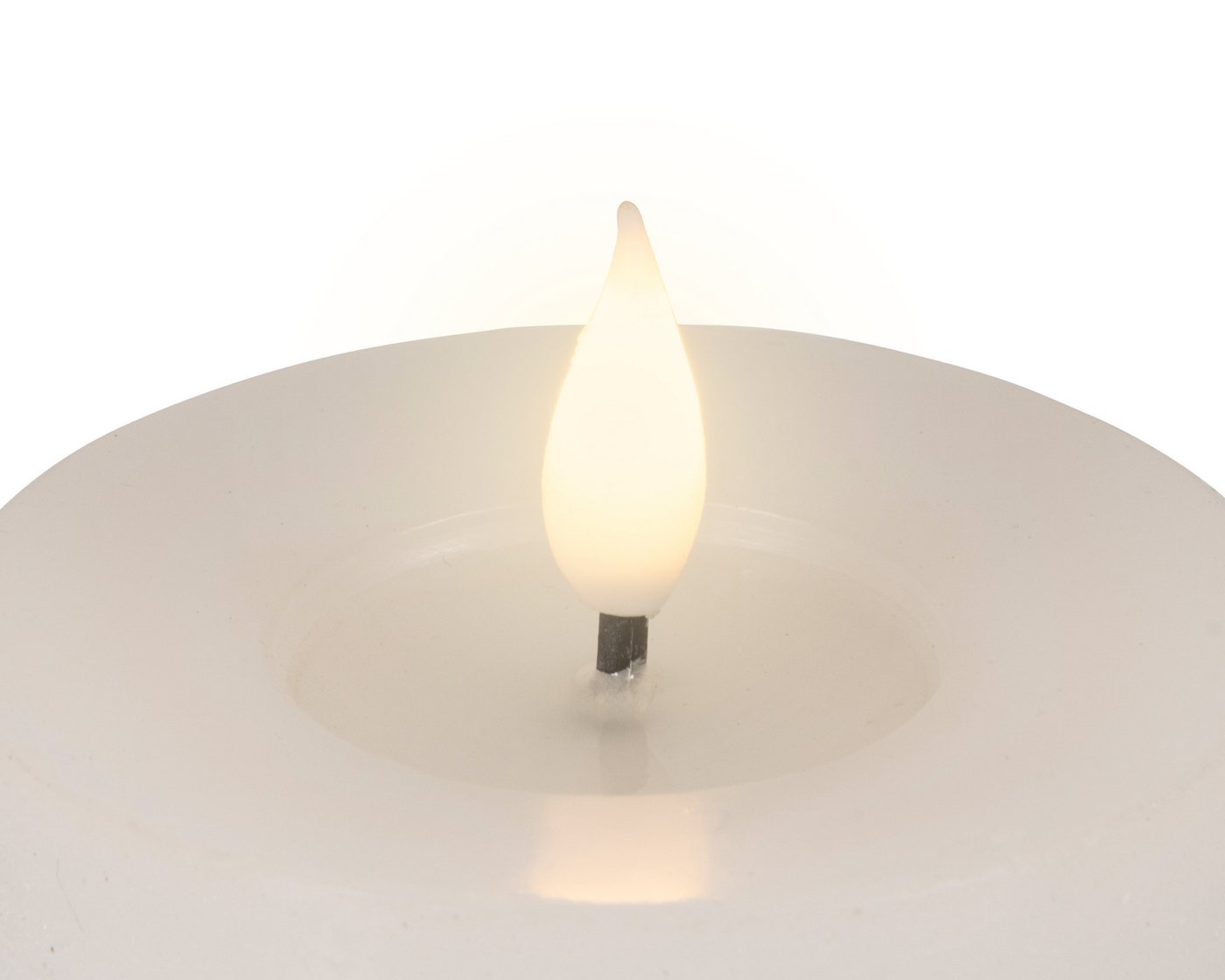 Lumineo LED-Kerze, Timer, warmweiß, LED Kerzen 6x7,5cm mit Timer Wachs 2 Stück - Flacker-Effekt Warmweiß Bild 3
