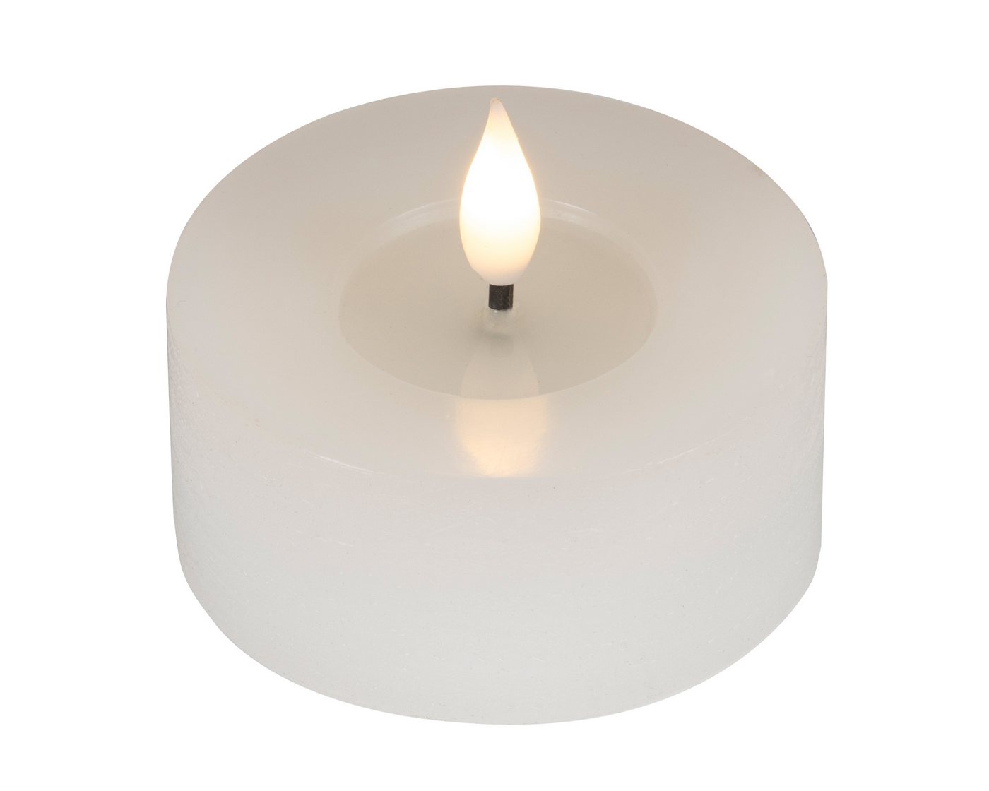Lumineo LED-Kerze, Timer, warmweiß, LED Kerzen 6x7,5cm mit Timer Wachs 2 Stück - Flacker-Effekt Warmweiß Bild 4