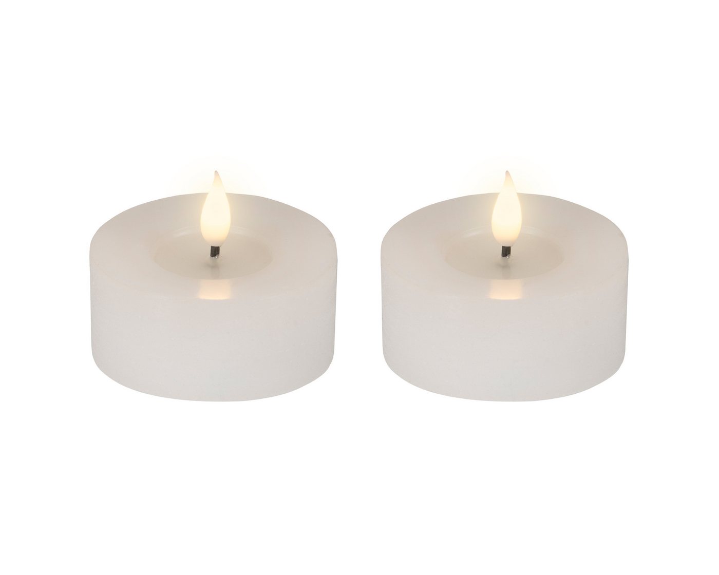 Lumineo LED-Kerze, Timer, warmweiß, LED Kerzen 6x7,5cm mit Timer Wachs 2 Stück - Flacker-Effekt Warmweiß Bild 5