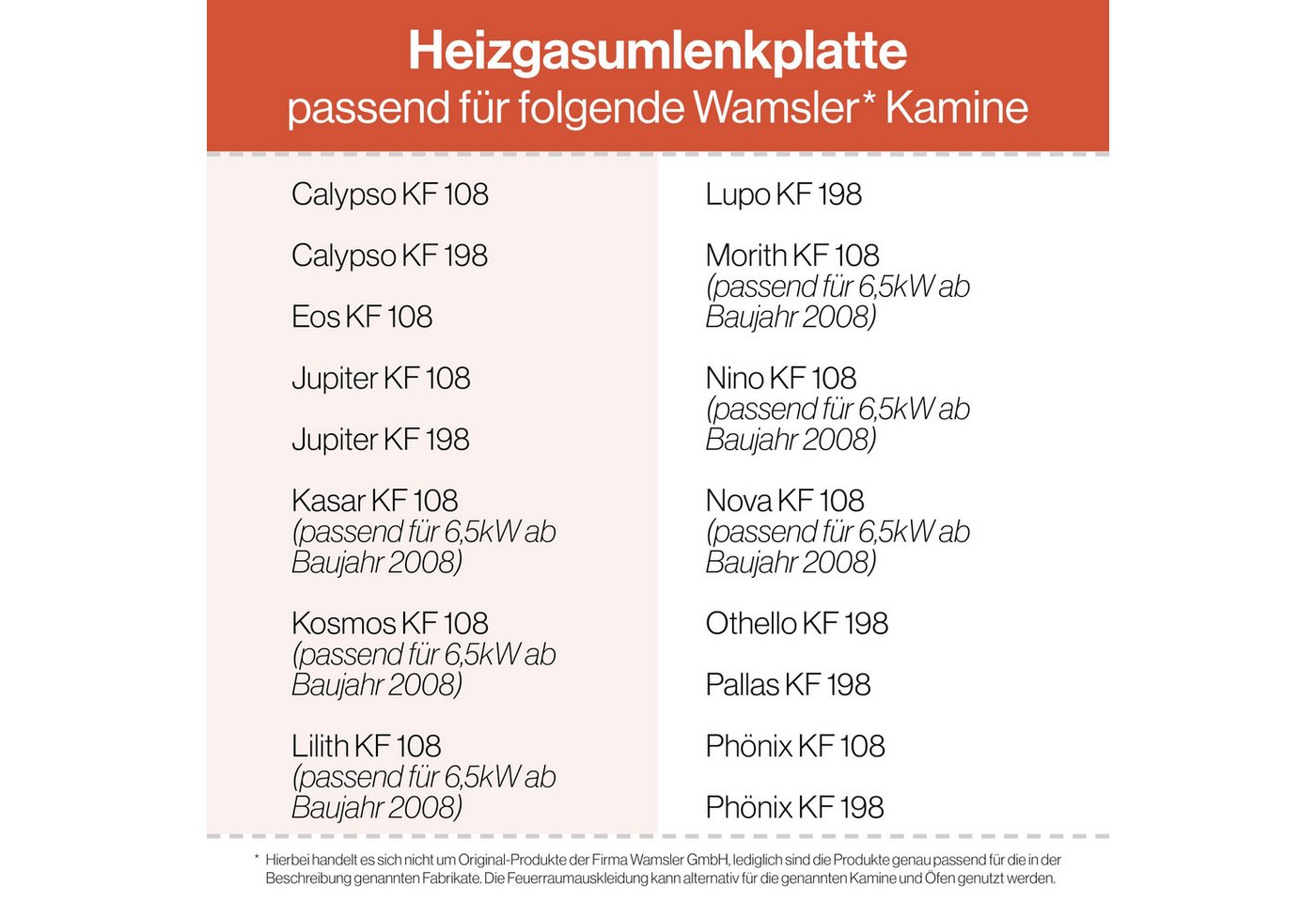 Feuerfest 123 GmbH Feuerraumplatten Heizgasumlenkplatte 360x200x40mm (Schamotte) passend für Wamsler**, feuerfest & hitzebeständig - Kamin Ofen Zubehör