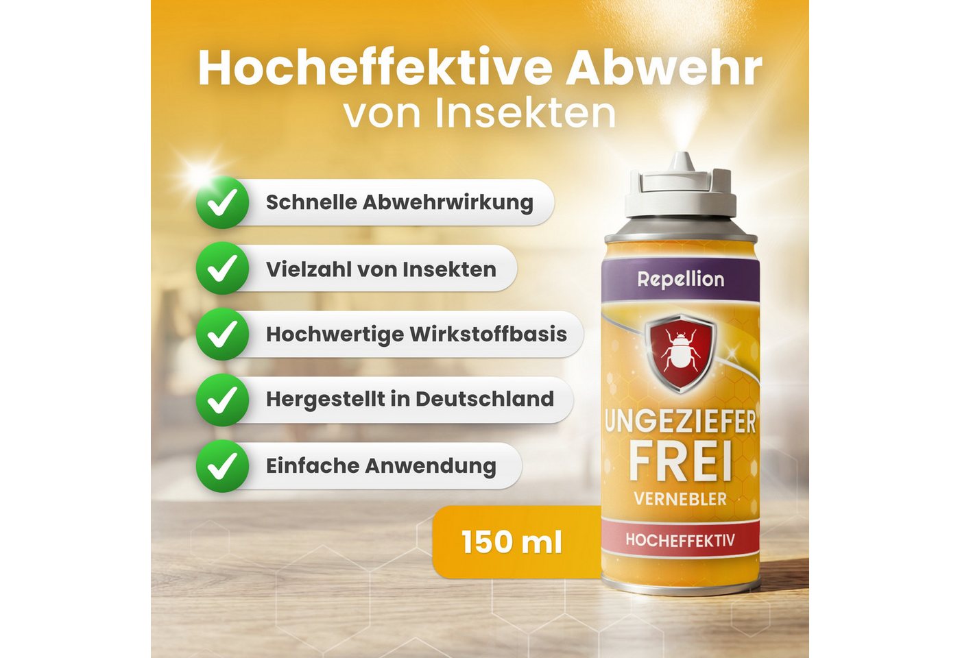 Repellion Insektenspray Ungeziefer Fogger, Vernebler bis 58 m³ je Dose, Nebelautomat Repellent, 450 ml, 3-St., hält Schaben, Flöhe, Bettwanzen, Hausstaubmilben & Motten fern Bild 3
