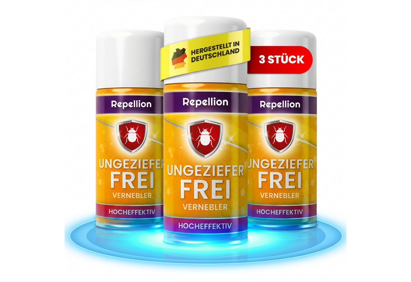 Repellion Insektenspray Ungeziefer Fogger, Vernebler bis 58 m³ je Dose, Nebelautomat Repellent, 450 ml, 3-St., hält Schaben, Flöhe, Bettwanzen, Hausstaubmilben & Motten fern Bild 4