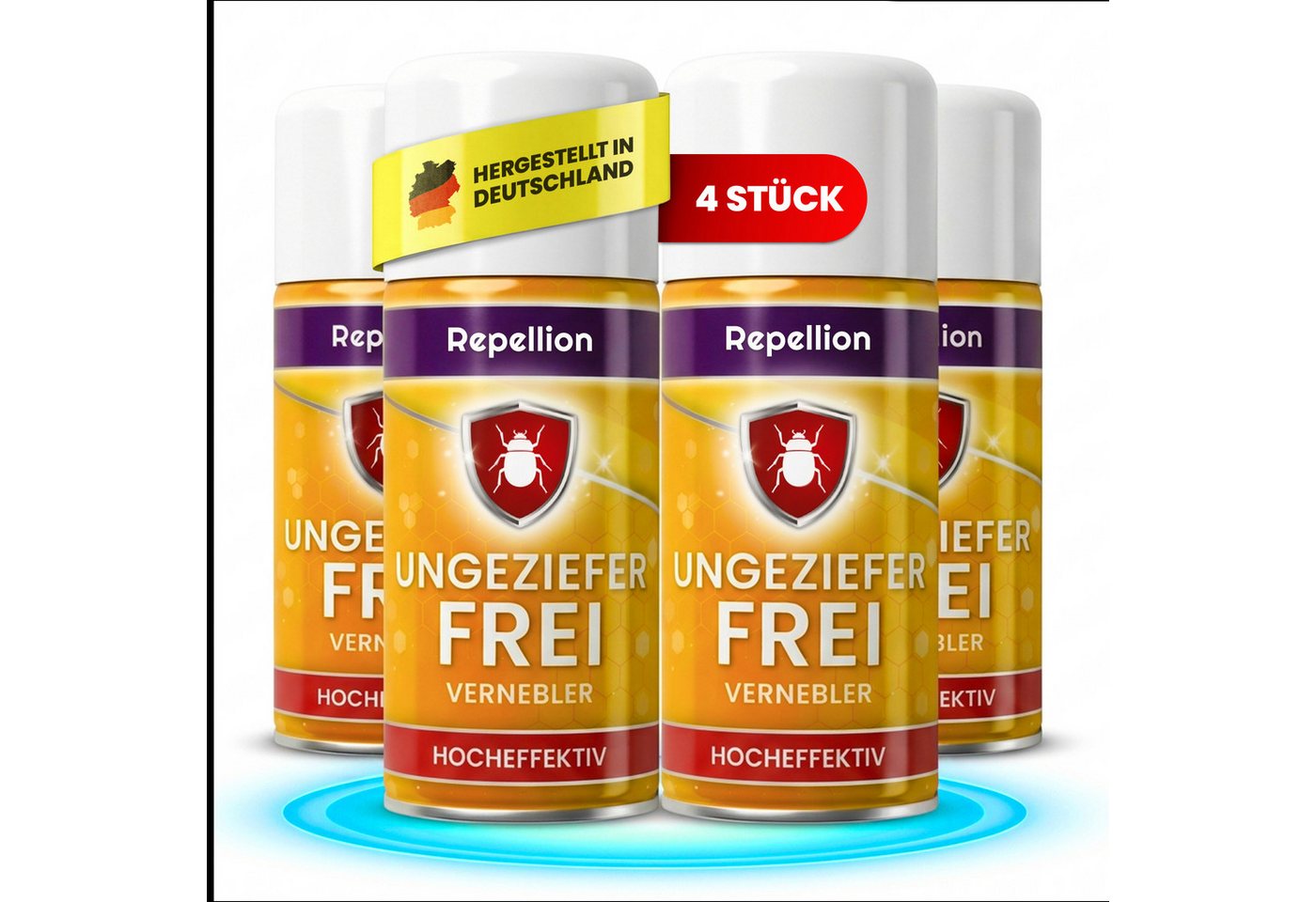 Repellion Insektenspray Ungeziefer Fogger, Vernebler bis 58 m³ je Dose, Nebelautomat Repellent, 600 ml, 4-St., hält Schaben, Flöhe, Bettwanzen, Hausstaubmilben & Motten fern Bild 5