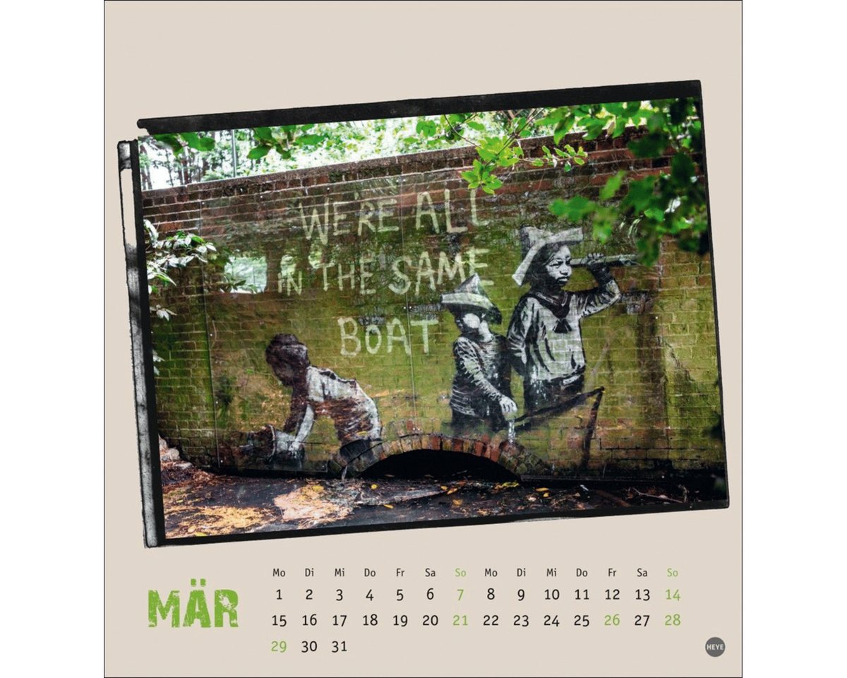 HEYE Wandkalender Banksy Postkartenkalender 2027: Guerilla Art vom „Girl with balloon
