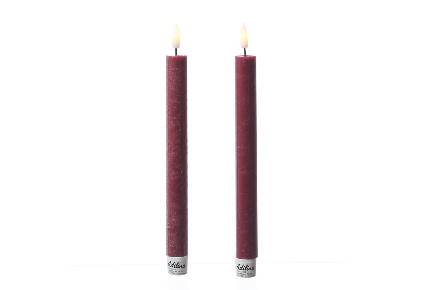 Adilina LED-Kerze LED Stabkerzen Tafelkerzen Dinner Spitzkerzen rustikal 24cm rot 2St, LED Classic, warmweiß (2100K bis 3000K) Bild 3
