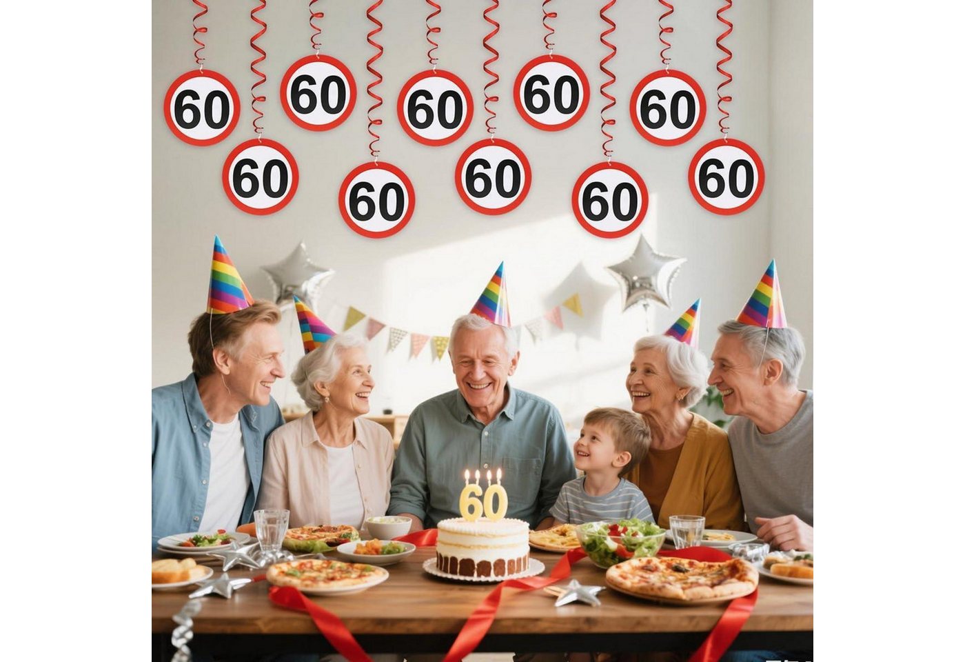 LuxusKollektion Girlande Girlande 60. Geburtstag Verkehrsschild Spiralen Deko Bild 2