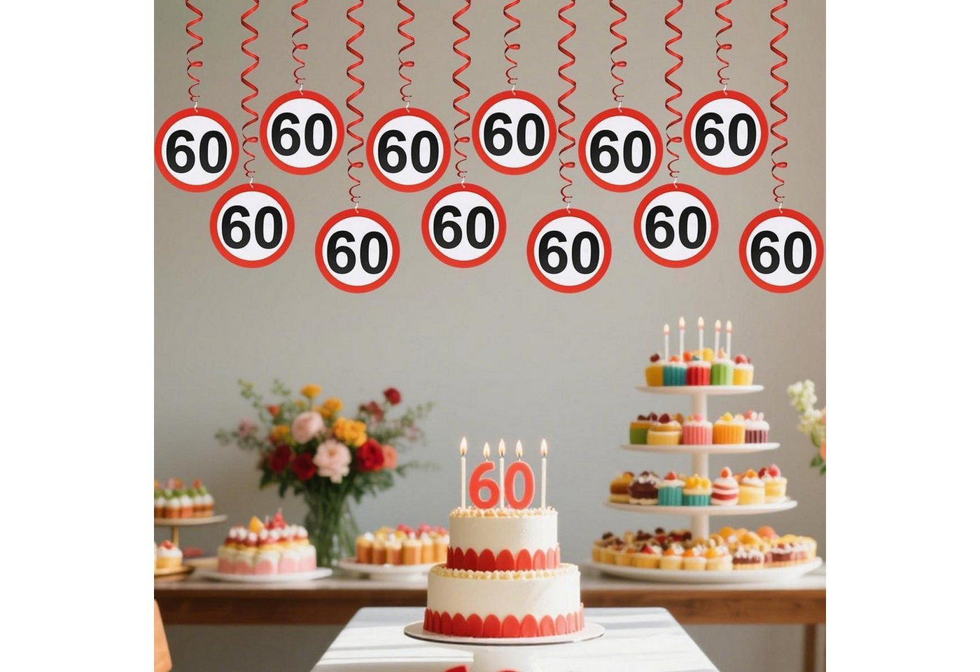 LuxusKollektion Girlande Girlande 60. Geburtstag Verkehrsschild Spiralen Deko Bild 4