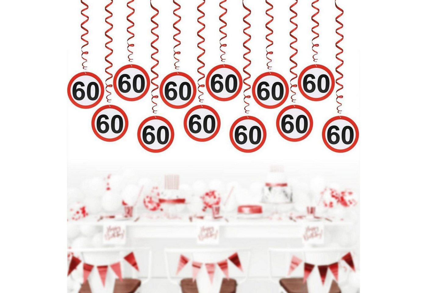 LuxusKollektion Girlande Girlande 60. Geburtstag Verkehrsschild Spiralen Deko Bild 5