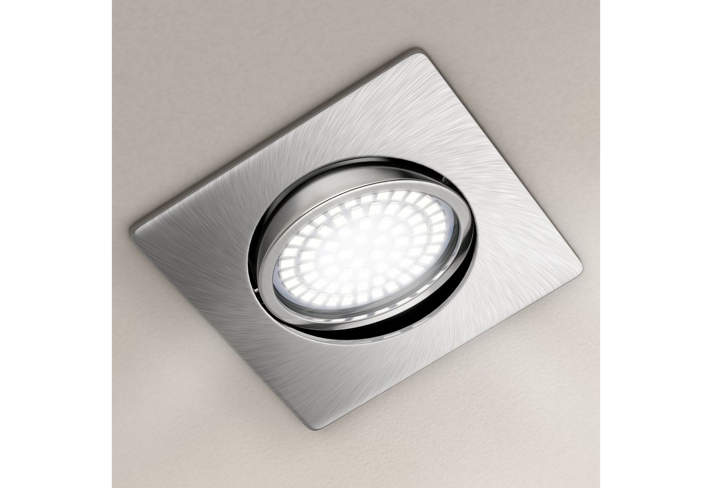 Brandson LED Einbaustrahler 18er Set LED Einbaustrahler Deckenspots 3000K eckig, Schwenkmechanismus (40° vertikal), LED fest integriert, warmweiß, Ultra Flache Einbauleuchte, Slim Einbauspot, Deckenstrahler eckig