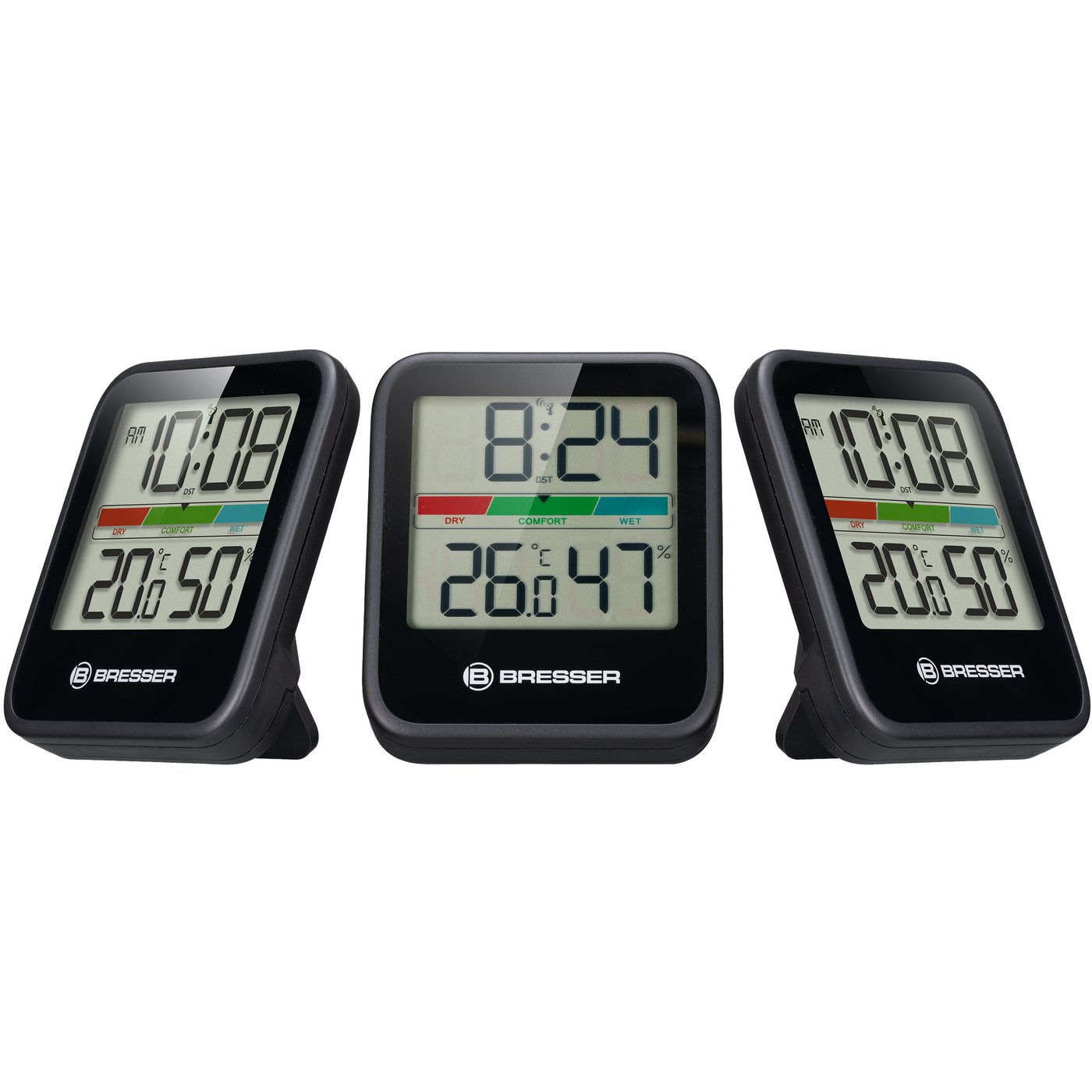 BRESSER Hygrometer Climate Monitor Thermo- / Hygrometer DCF 3er Set