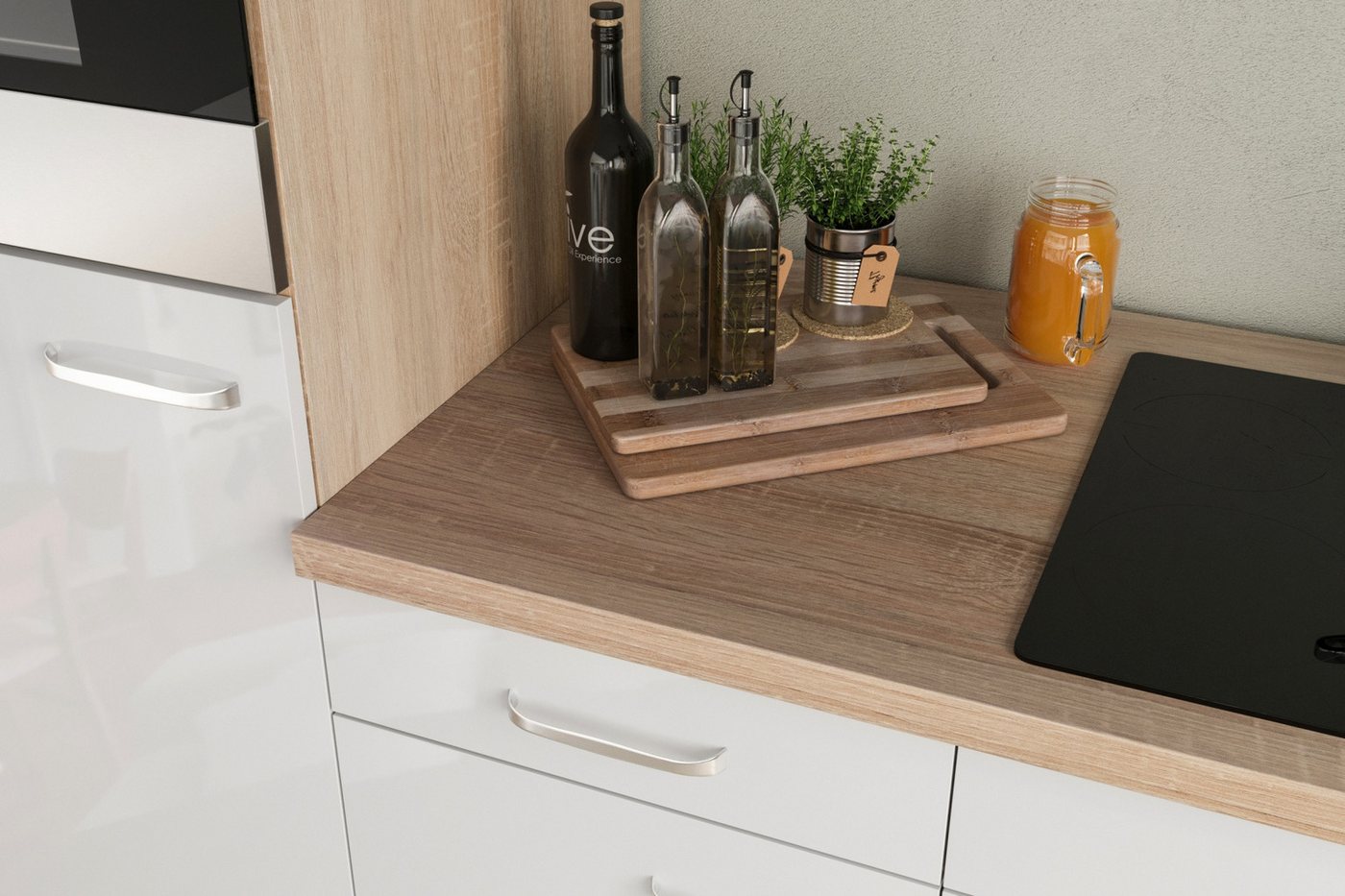 Flex-Well Unterschrank Küchenunterschrank - 60 cm breit - Hochglanz Weiß Sonoma Eiche – Valen