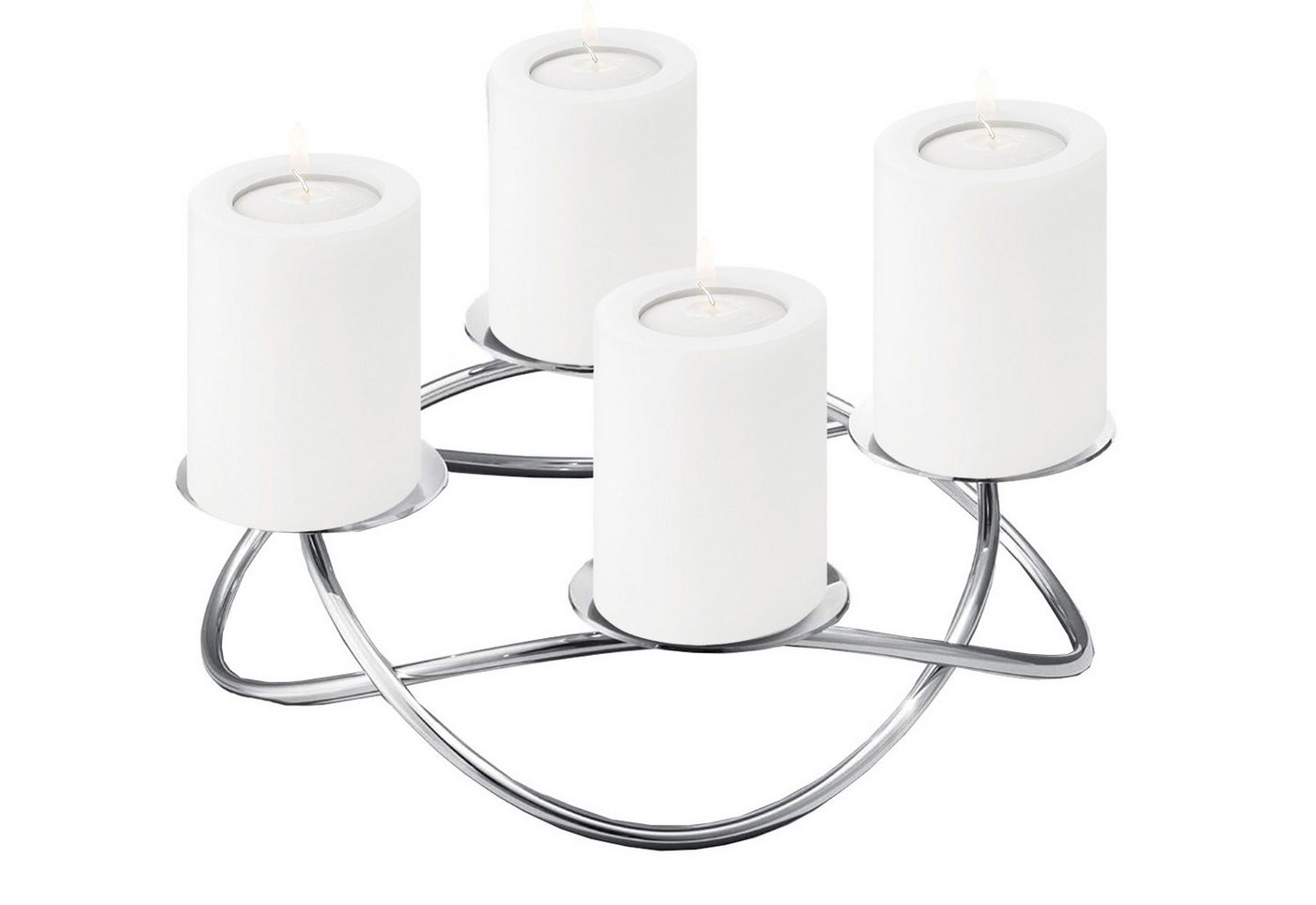 EDZARD Adventskranz Alloa Ø 33 cm Silber-Optik, glänzend, vernickelt