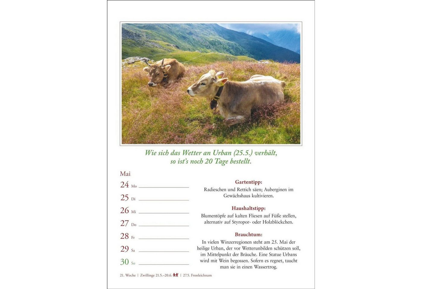 Harenberg Kalender Verlag Wandkalender Bauernweisheiten Wochenkalender 2027 - Bauernregeln, Brauchtum,... Bild 4