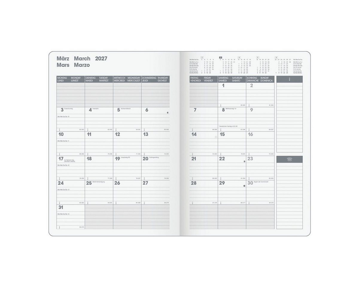 BRUNNEN Buchkalender Premium Modell 739 '27 SlimLine, 1 Monat = 2 Seiten Bild 5