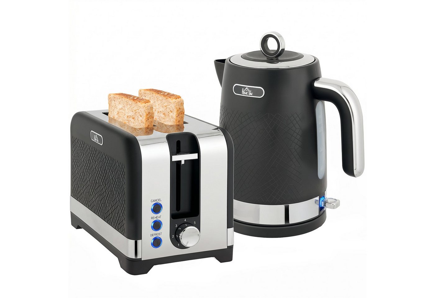 HOMCOM Frühstücks-Set Schnellkoch-Wasserkocher und Toaster mit Thermostat und Kalkfilter (1-tlg), Set aus Wasserkocher und Toaster Bild 5