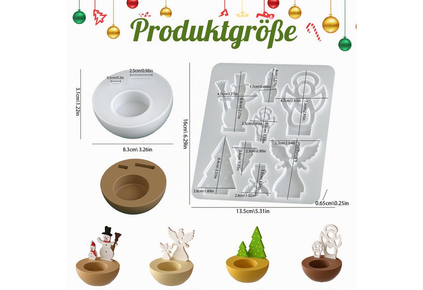 FOUORTUNATE-BEE Silikonform Silikonform Weihnachts Kerzenständer Schneemann Weihnachtsbaum Engel, (Silikonform, Gießform, Weihnachtsdeko, für Bastelarbeiten) Bild 5