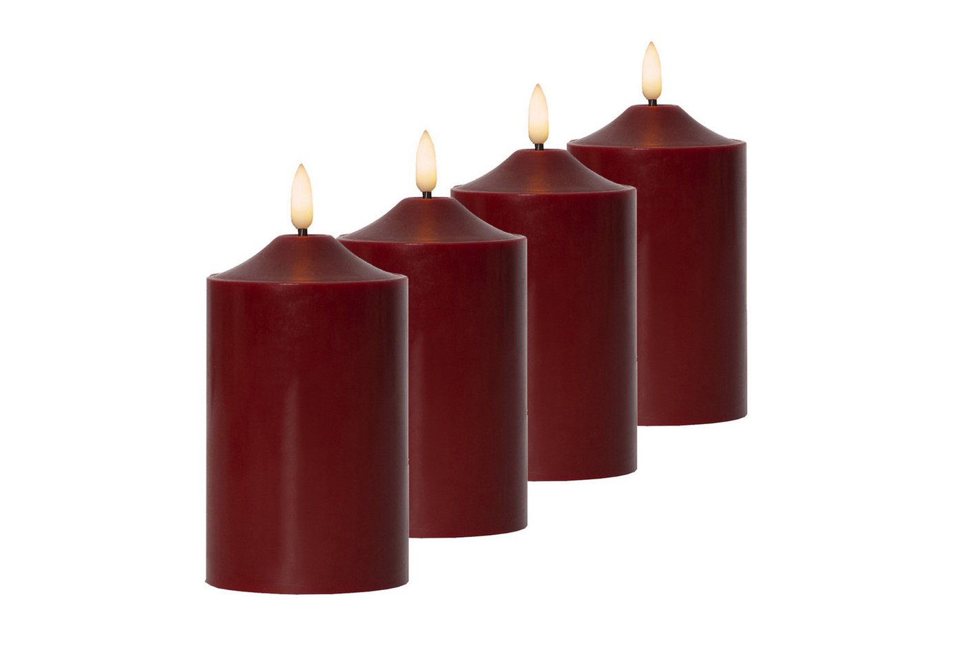 MARELIDA LED-Kerze LED Kerzenset Adventskerzen Weihnachten Echtwachs Timer rot 4 Stück, LED Classic, warmweiß (2100K bis 3000K) Bild 3