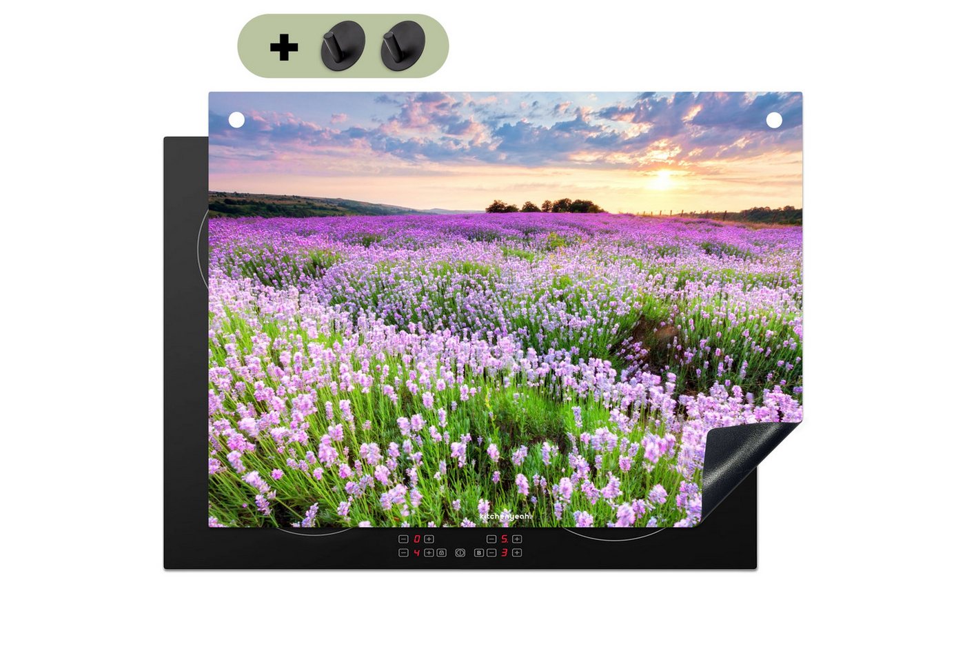 KitchenYeah Küchenrückwand Lavendel - Blumen - Lila - Blumenfeld, (1-tlg), Spritzschutz Küche, Herdabdeckplatte Einteilig, 70x52 cm Bild 3