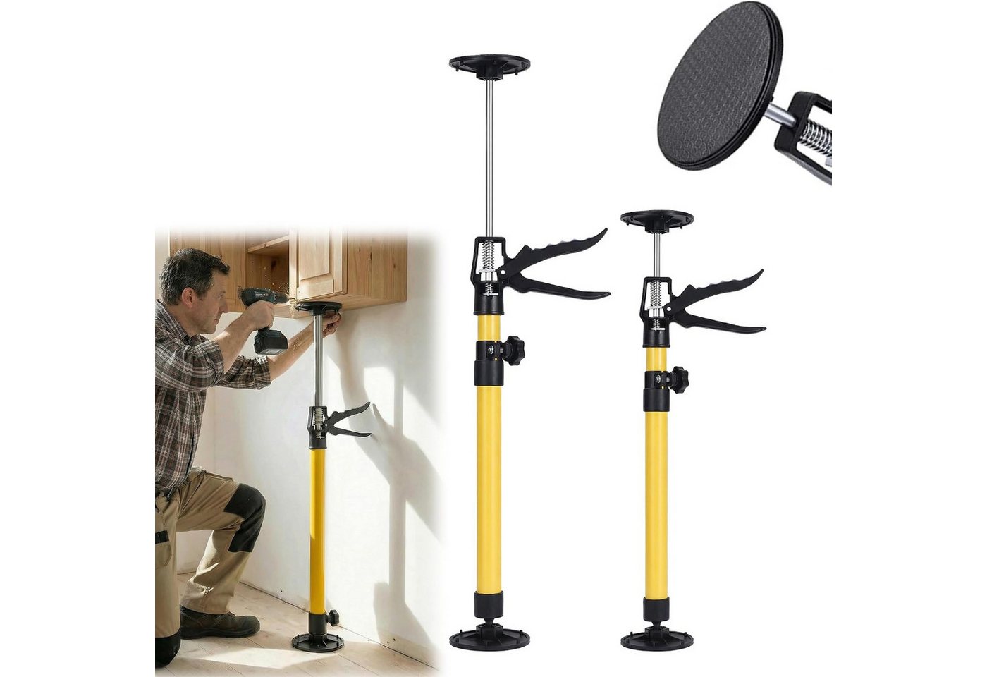 BlingBin Montageklemme 2er‑Pack Teleskop‑Deckenstützen, verstellbare Montagestützen, B: 20 cm, L: 59 cm, (2er Set, 2-tlg., 59‑115 cm), mit einhand‑Bedienung,verstellbare Länge und Neigungswinkel 59‑115 cm Bild 3
