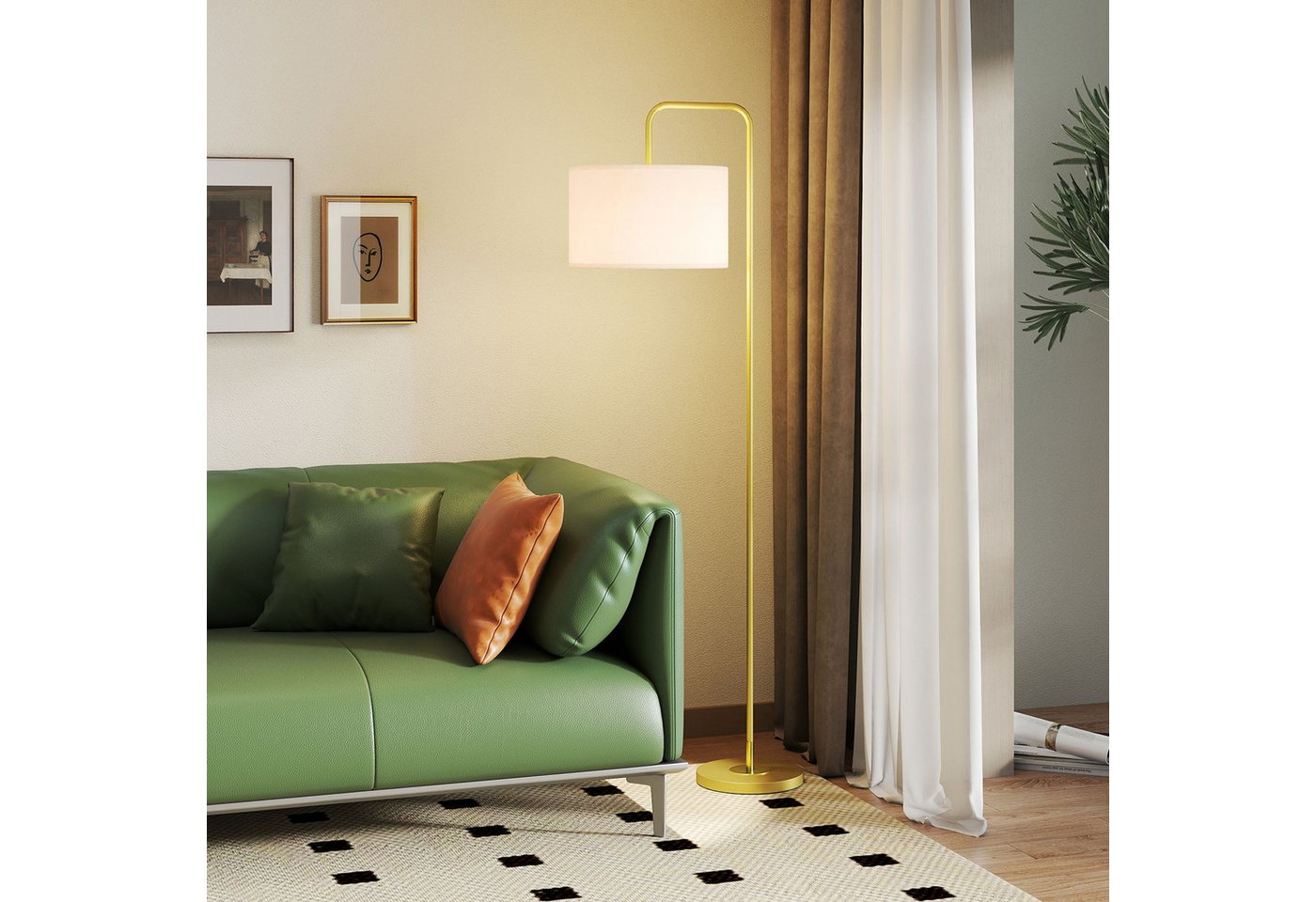 HOMCOM Stehlampe, ohne Leuchtmittel, mit Stahlständer für Schlafzimmer, Weiß Bild 5
