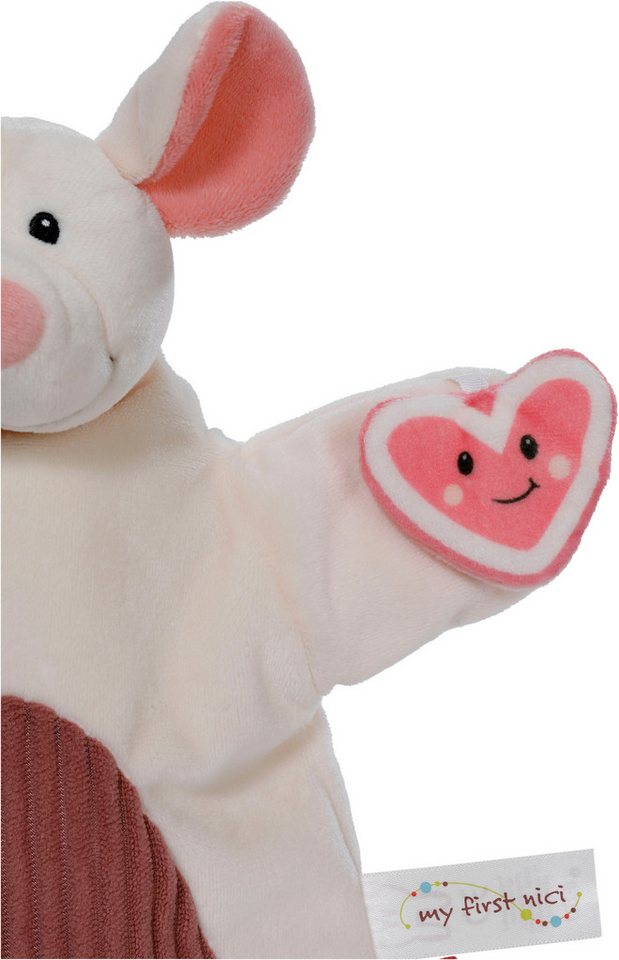 Nici Schmusetuch My first NICI, Handpuppe Maus 2in1 26x25 cm, sanfte Materialmix aus glattem und geripptem Plüsch