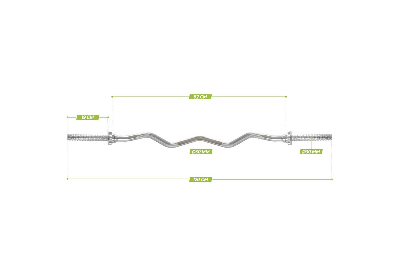 VirtuFit SZ-Curlstange Bis 150 kg - 120 cm - Schraubverschluss - 30 mm Bild 2